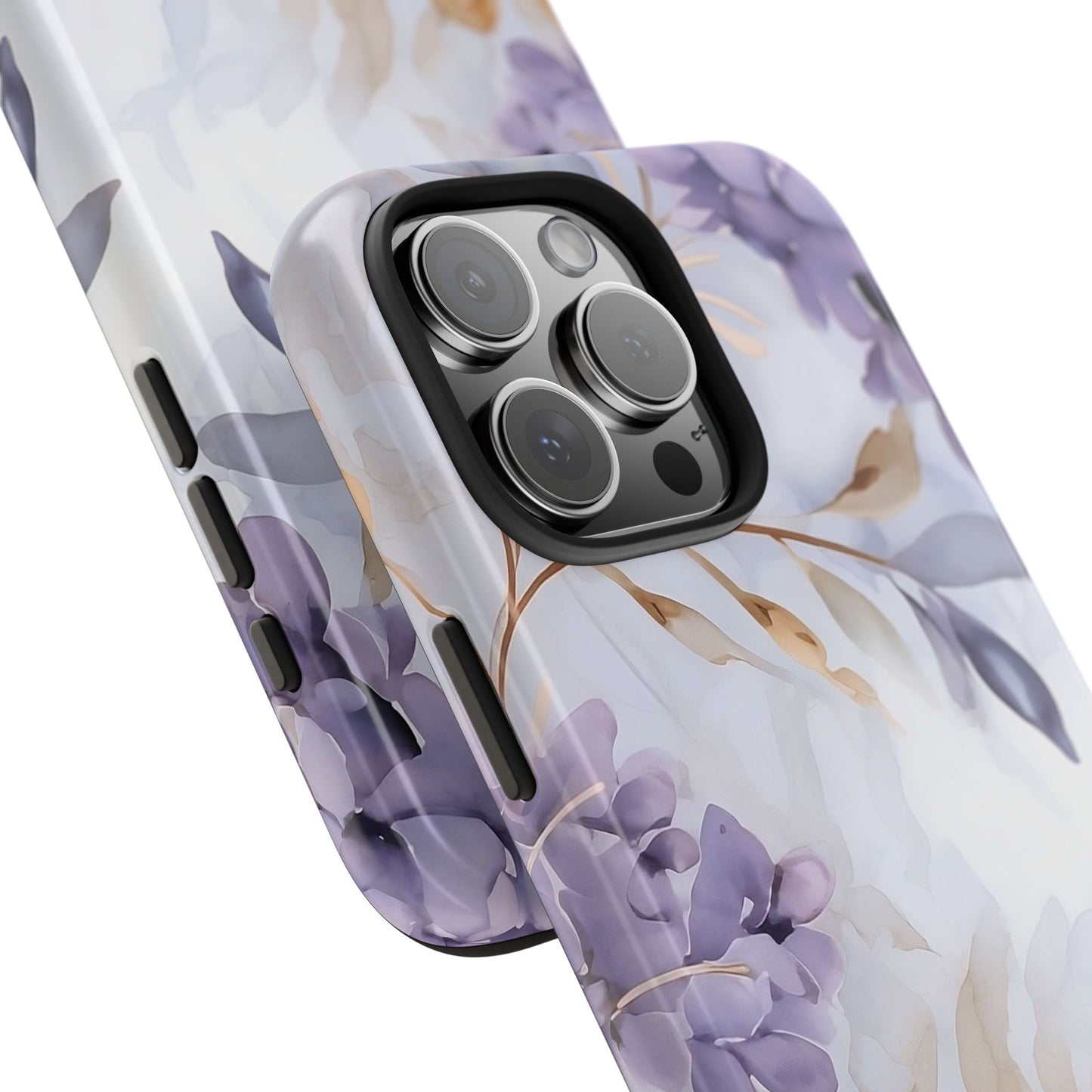 Purple Floral iPhone 16 Case – Elegant Watercolor Botanical Design for iPhone 16, 16 Pro, 16 Pro Max & 16 Plus
