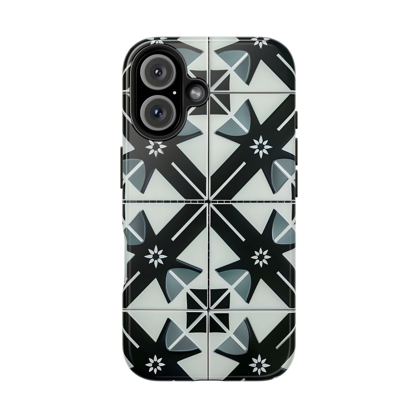 Black and White Tile iPhone 16 Case – Modern Minimalist Geometric Design for iPhone 16, 16 Pro, 16 Pro Max & 16 Plus