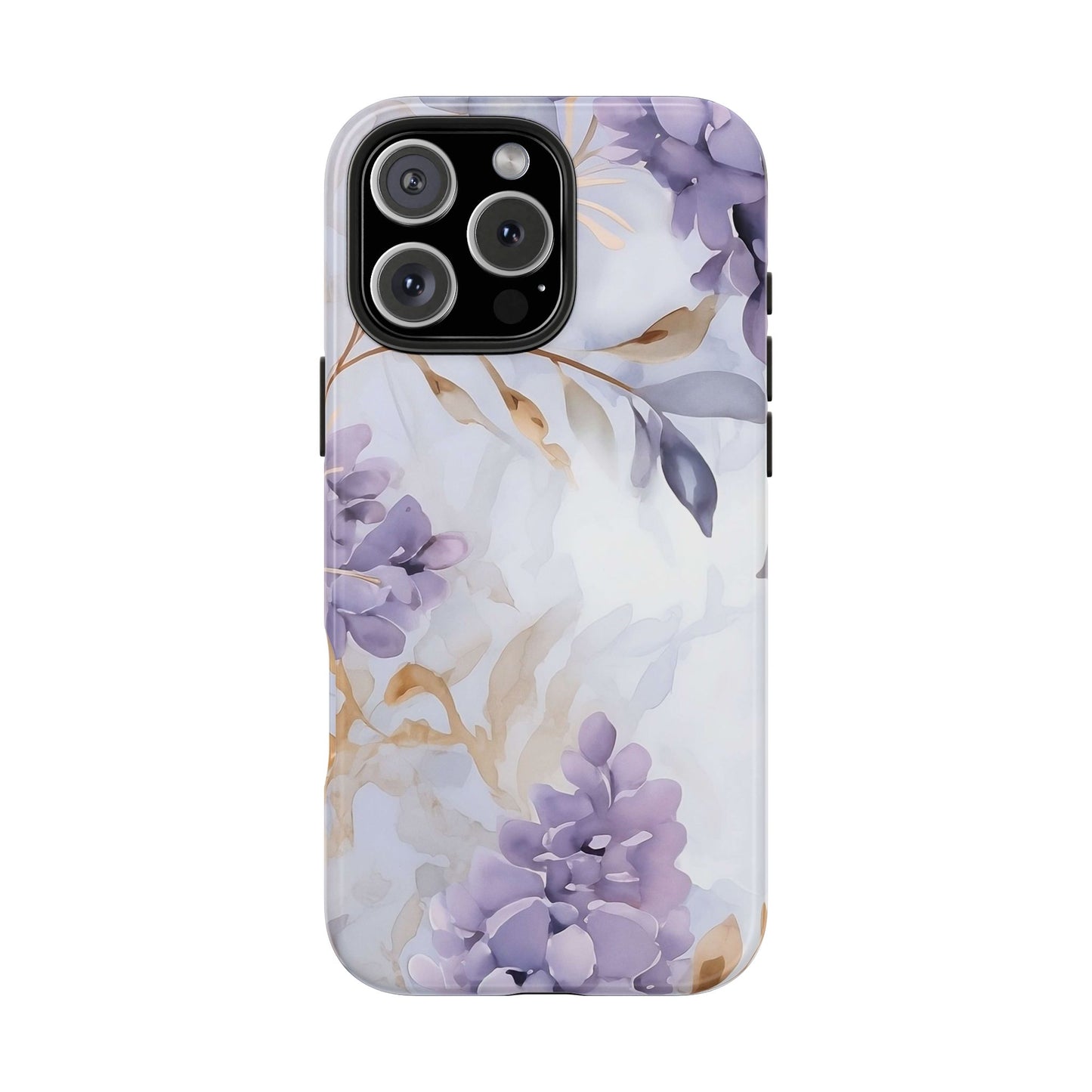 Purple Floral iPhone 16 Case – Elegant Watercolor Botanical Design for iPhone 16, 16 Pro, 16 Pro Max & 16 Plus
