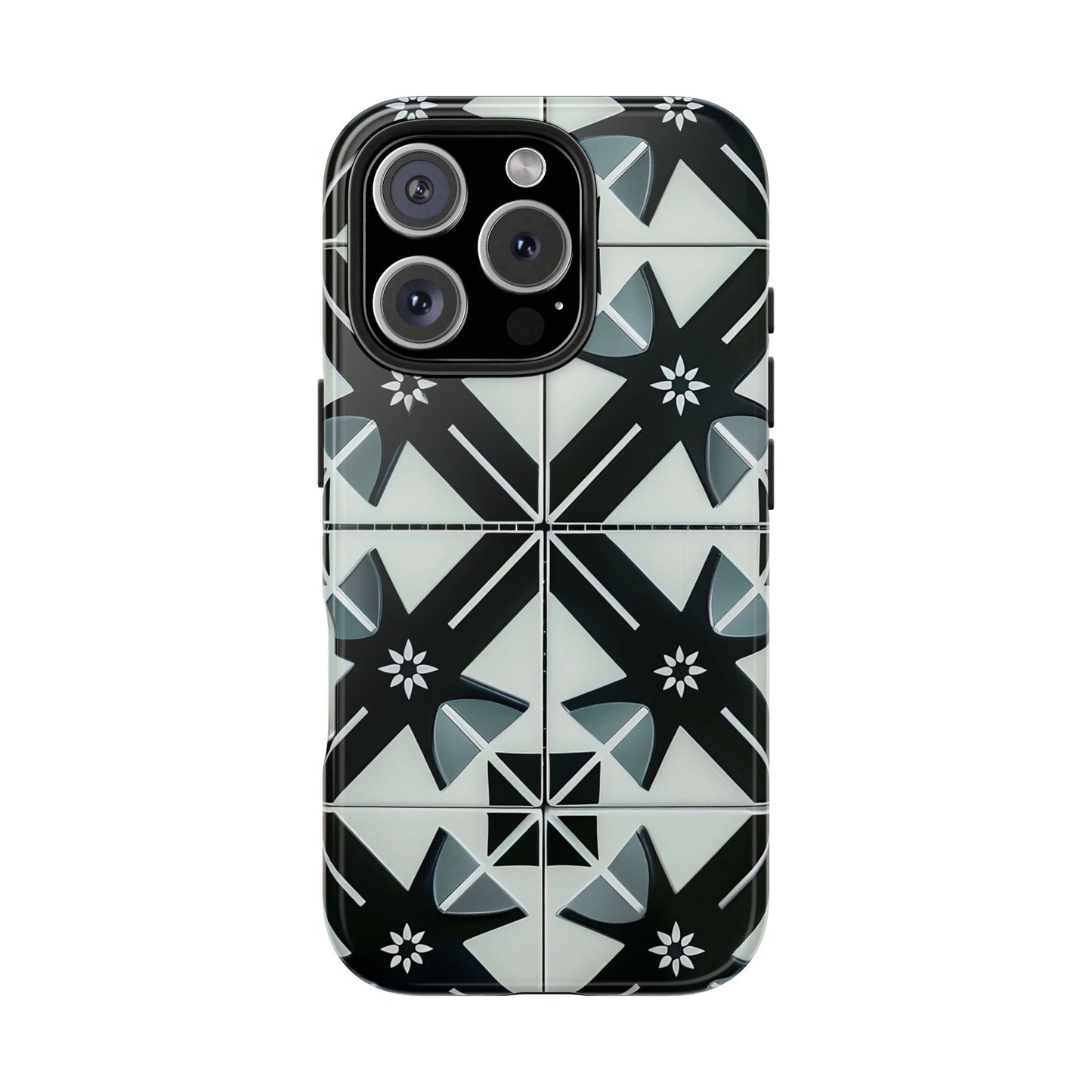 Black and White Tile iPhone 16 Case – Modern Minimalist Geometric Design for iPhone 16, 16 Pro, 16 Pro Max & 16 Plus