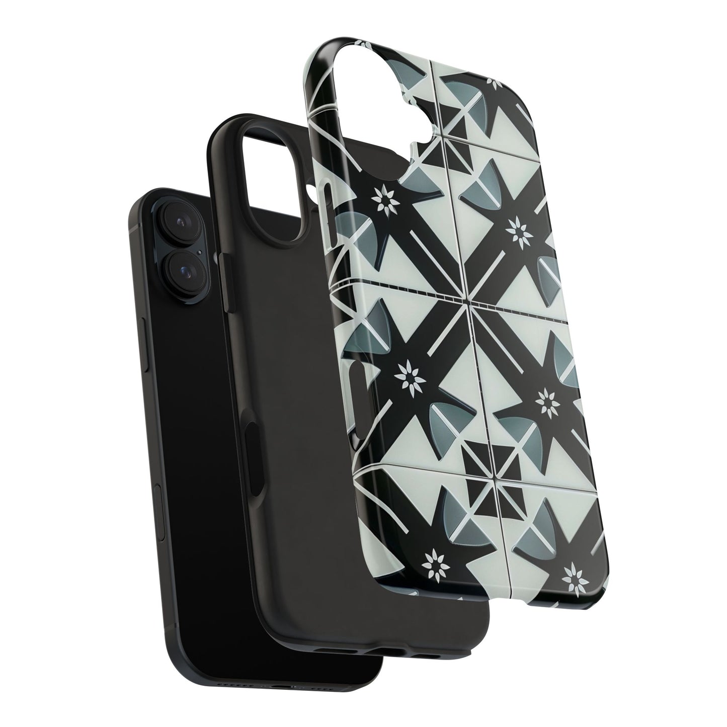 Black and White Tile iPhone 16 Case – Modern Minimalist Geometric Design for iPhone 16, 16 Pro, 16 Pro Max & 16 Plus