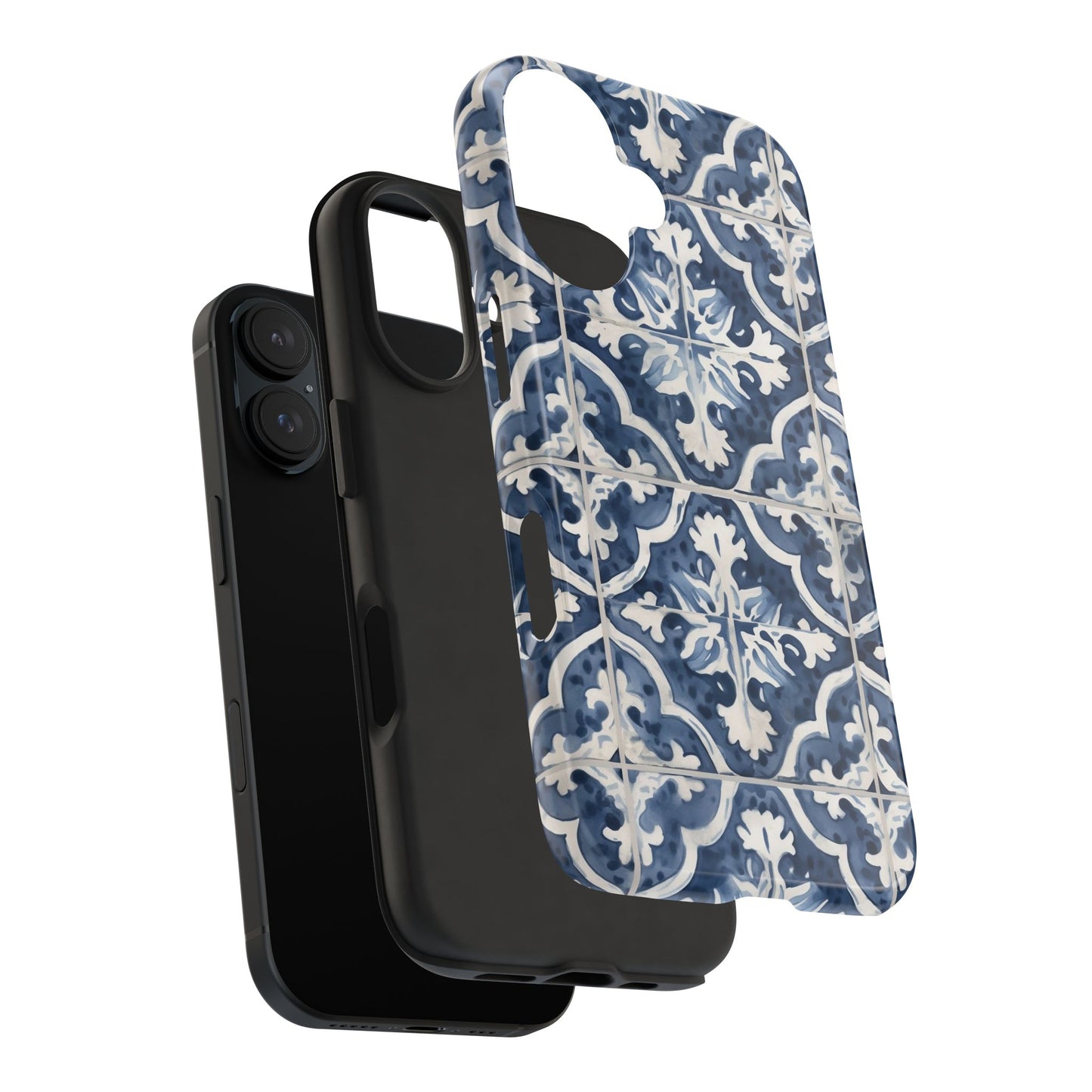Blue Tile iPhone 16 Case – Elegant Moroccan Mediterranean Design for iPhone 16, 16 Pro, 16 Pro Max & 16 Plus