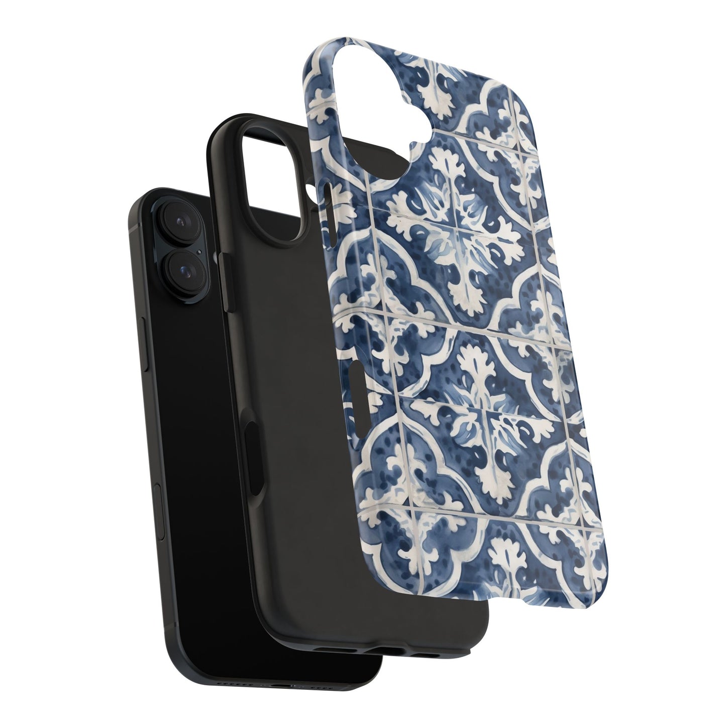 Blue Tile iPhone 16 Case – Elegant Moroccan Mediterranean Design for iPhone 16, 16 Pro, 16 Pro Max & 16 Plus