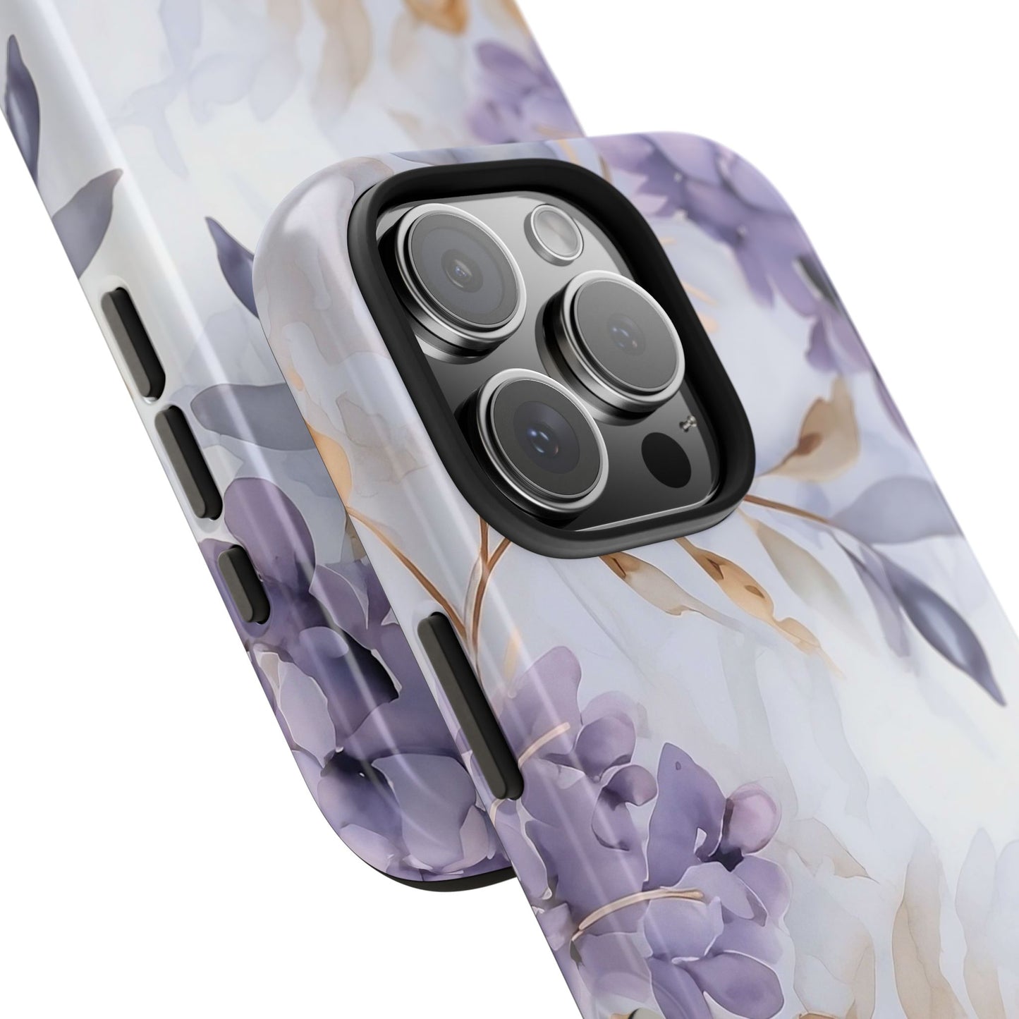 Purple Floral iPhone 16 Case – Elegant Watercolor Botanical Design for iPhone 16, 16 Pro, 16 Pro Max & 16 Plus