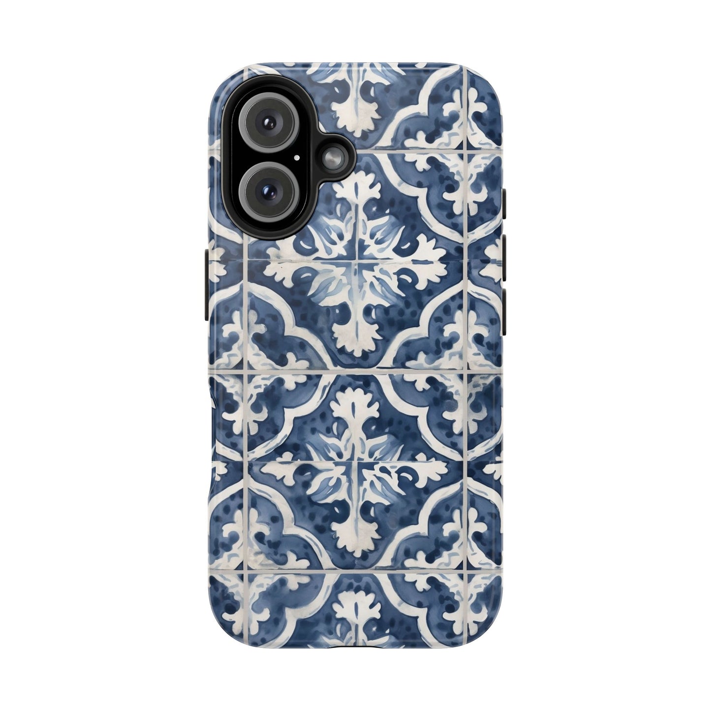 Blue Tile iPhone 16 Case – Elegant Moroccan Mediterranean Design for iPhone 16, 16 Pro, 16 Pro Max & 16 Plus