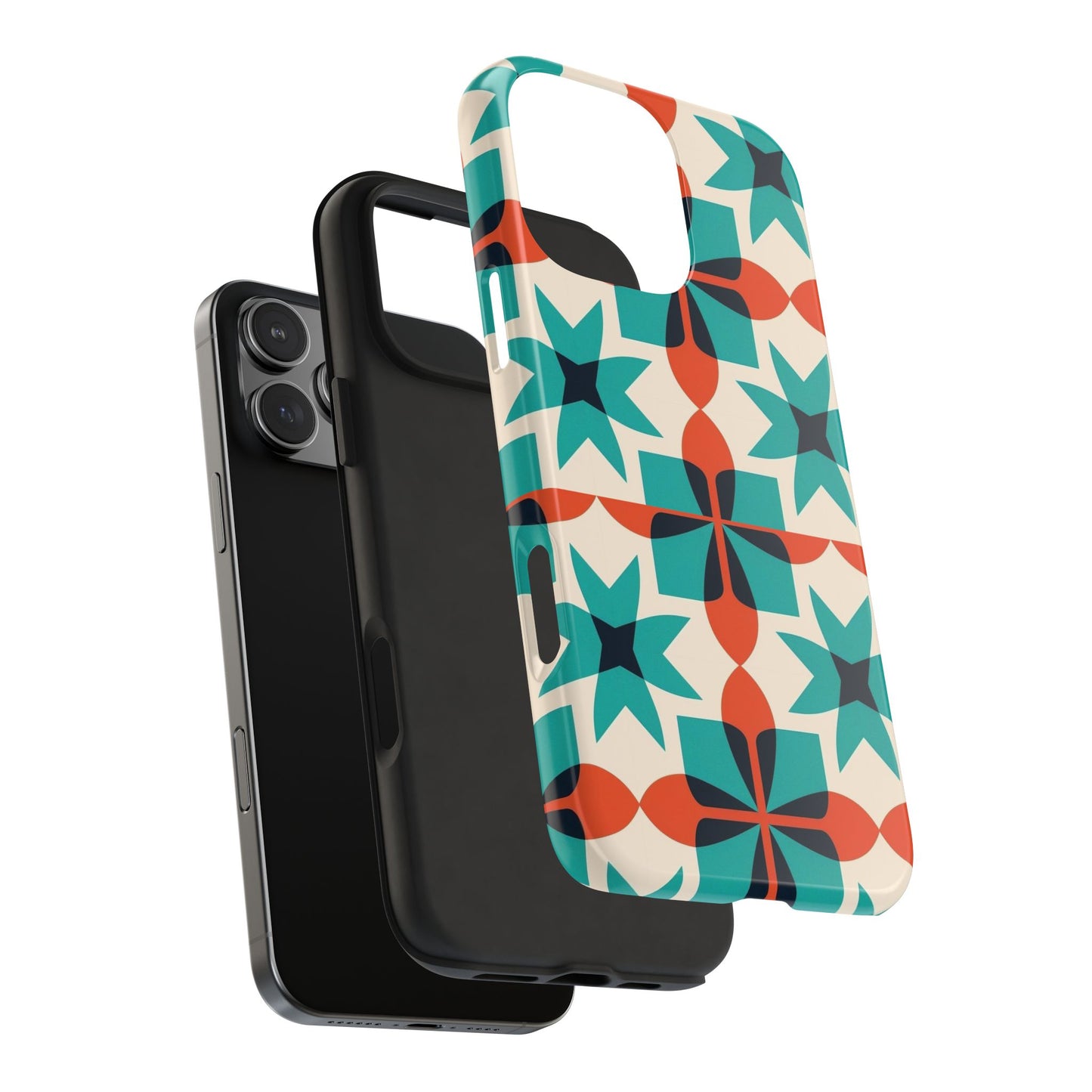 Retro Tile iPhone 16 Case – Bold Mid-Century Geometric Design for iPhone 16, 16 Pro, 16 Pro Max & 16 Plus