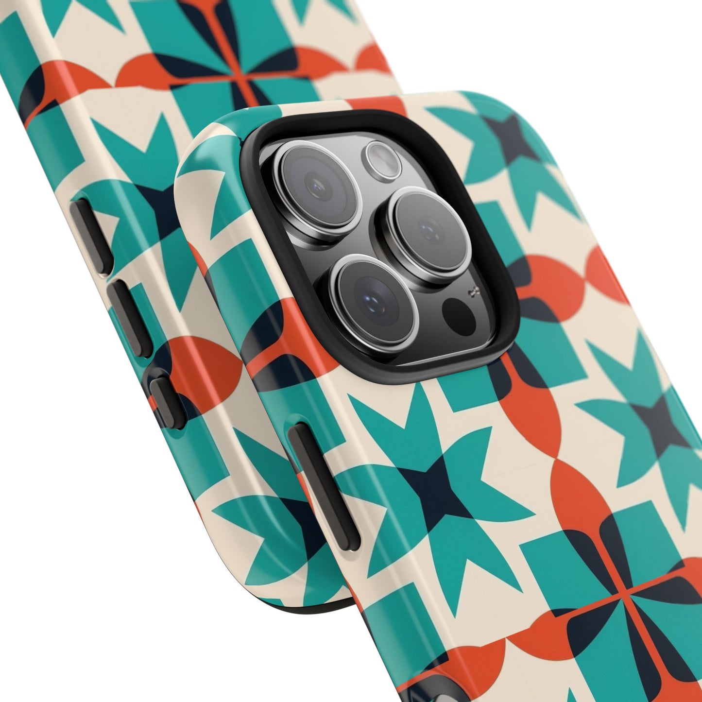 Retro Tile iPhone 16 Case – Bold Mid-Century Geometric Design for iPhone 16, 16 Pro, 16 Pro Max & 16 Plus