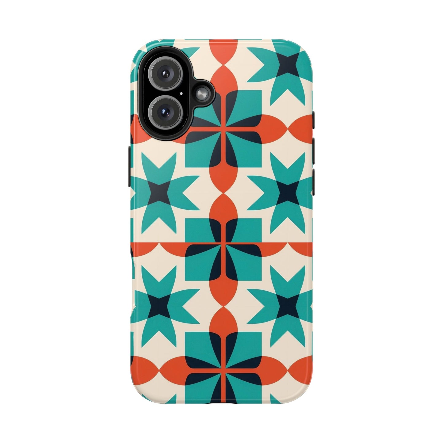 Retro Tile iPhone 16 Case – Bold Mid-Century Geometric Design for iPhone 16, 16 Pro, 16 Pro Max & 16 Plus