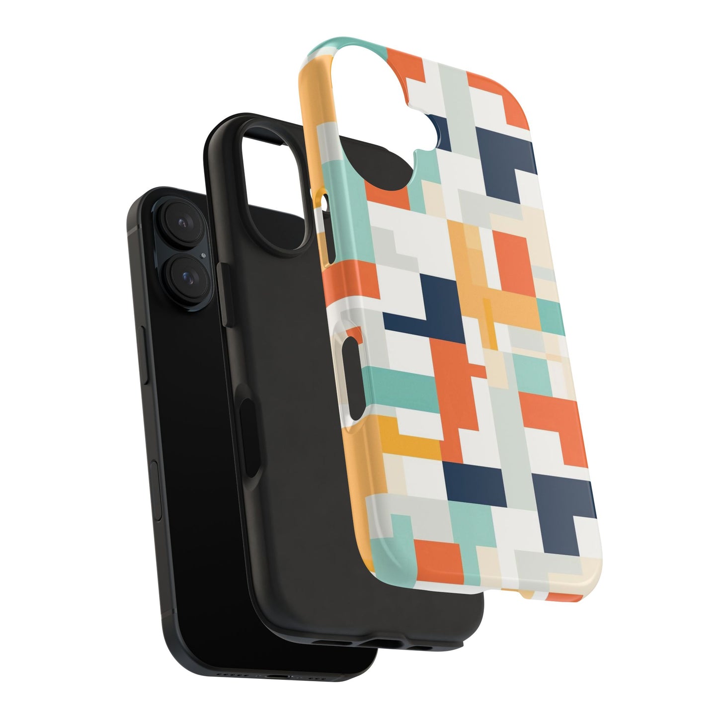 Abstract Geometric iPhone 16 Case – Modern Color Block Design for iPhone 16, 16 Pro, 16 Pro Max & 16 Plus