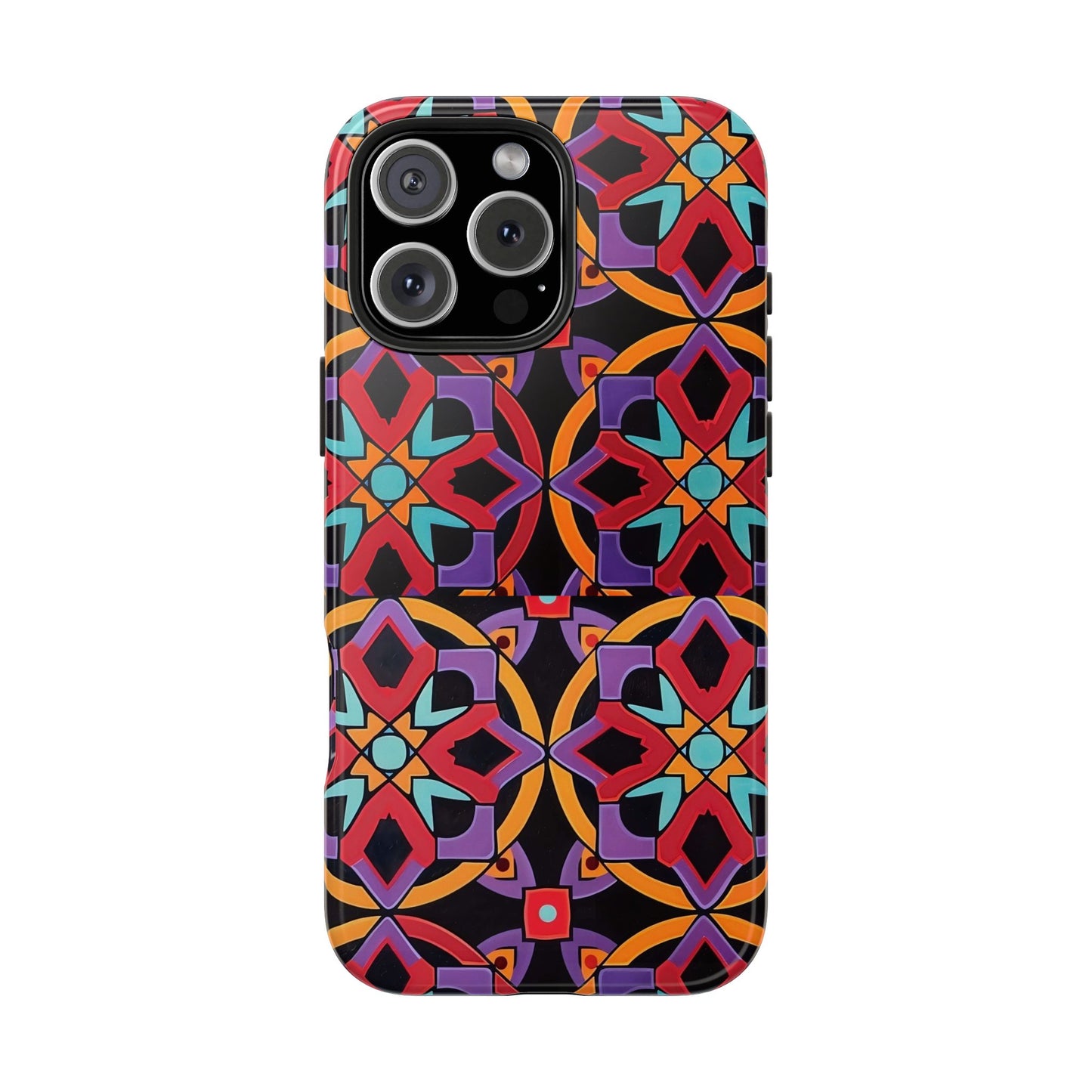 Colorful Tile iPhone 16 Case – Vibrant Boho Geometric Pattern for iPhone 16, 16 Pro, 16 Pro Max & 16 Plus