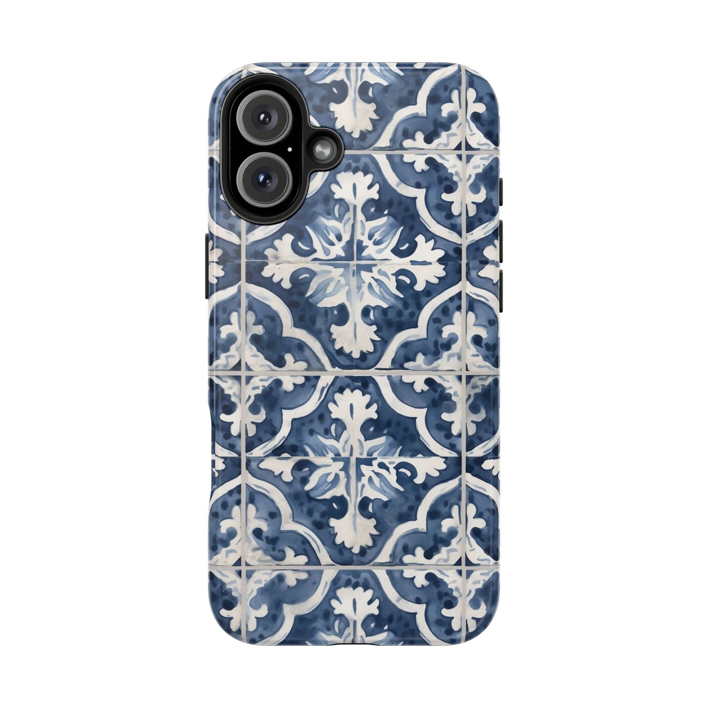 Blue Tile iPhone 16 Case – Elegant Moroccan Mediterranean Design for iPhone 16, 16 Pro, 16 Pro Max & 16 Plus