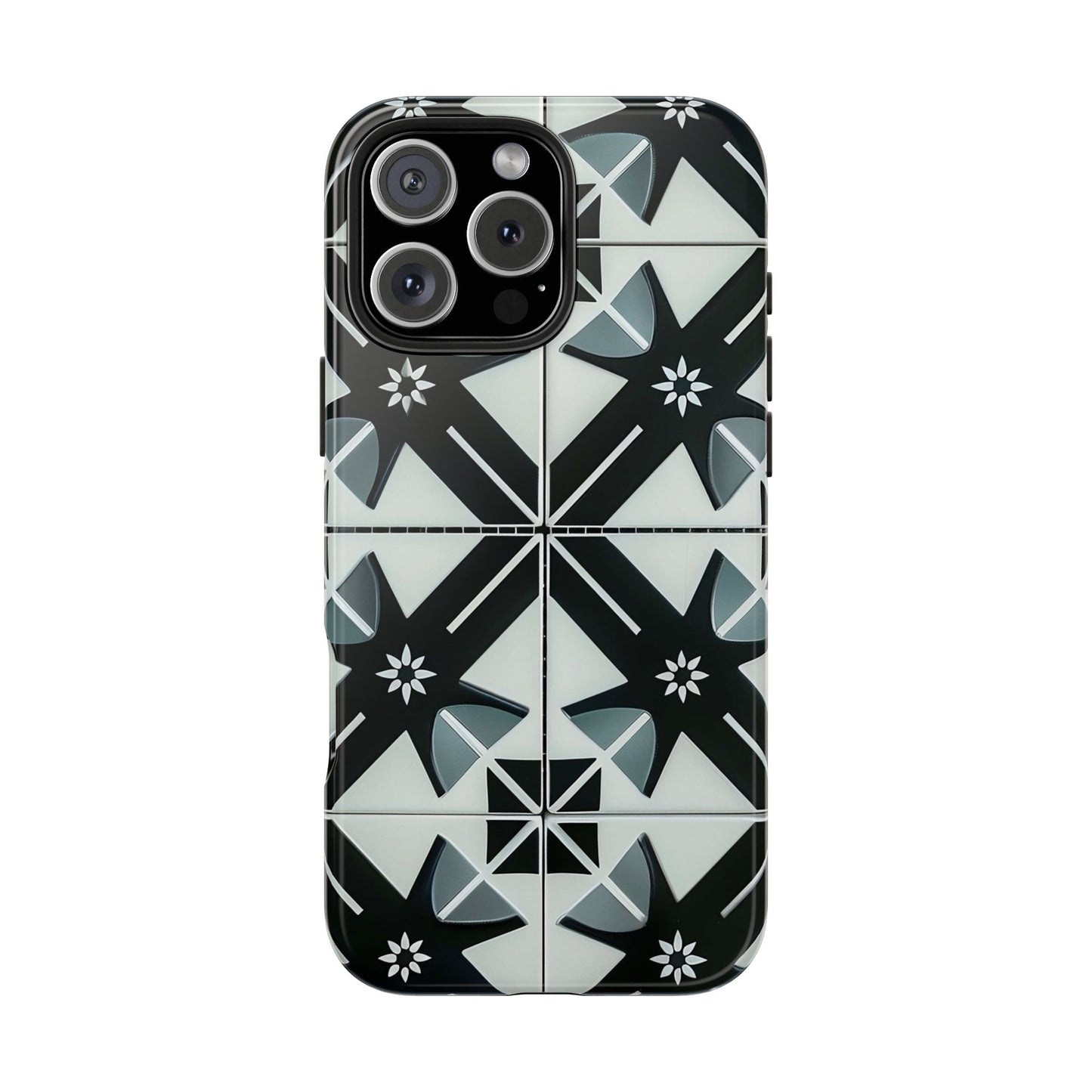Black and White Tile iPhone 16 Case – Modern Minimalist Geometric Design for iPhone 16, 16 Pro, 16 Pro Max & 16 Plus