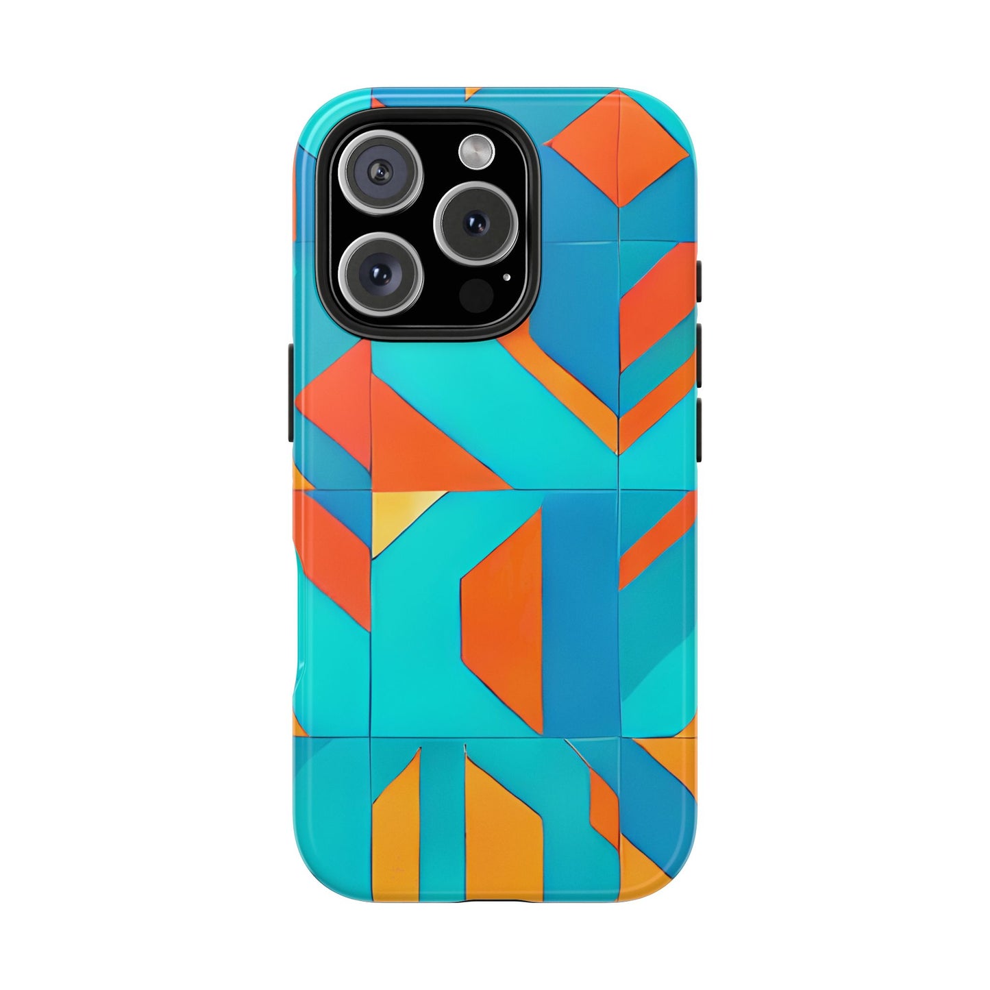 Modern Geometric iPhone 16 Case – Bold Abstract Tile Design for iPhone 16, 16 Pro, 16 Pro Max & 16 Plus