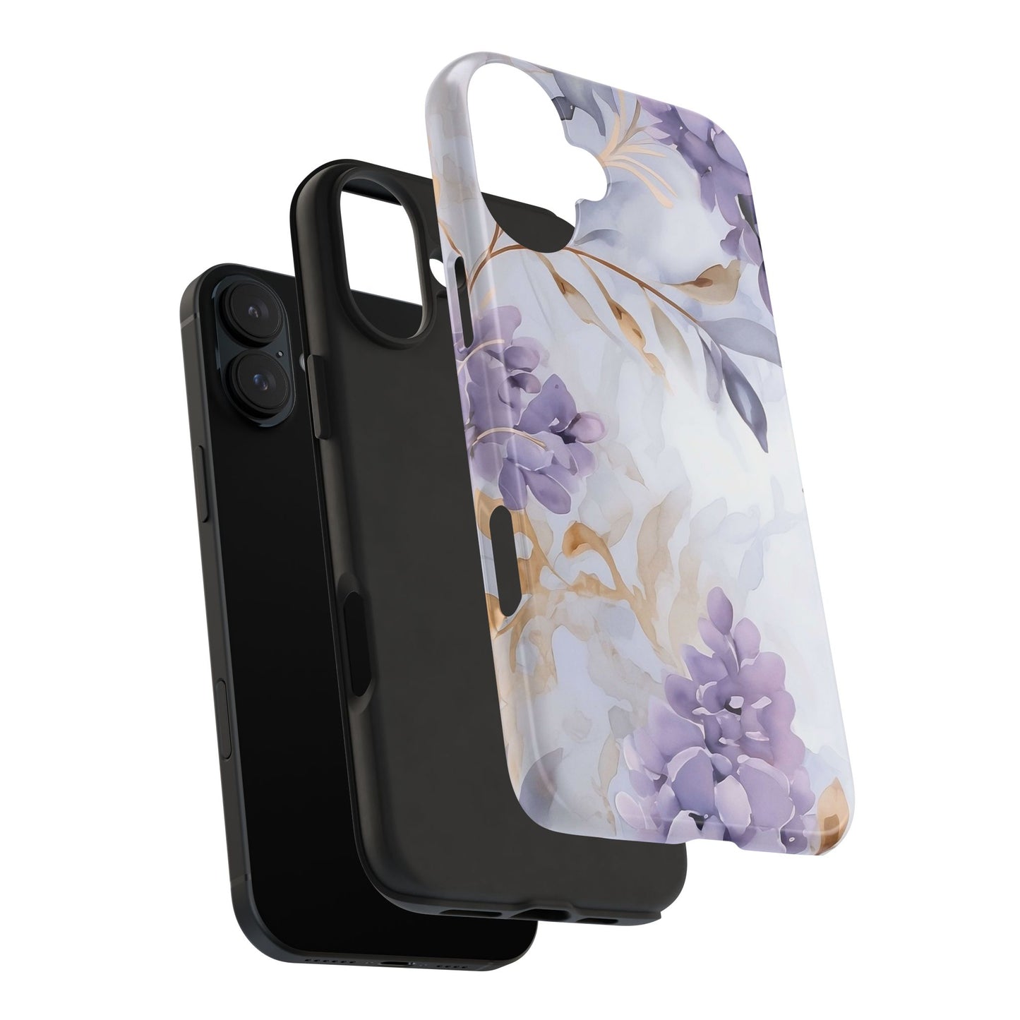 Purple Floral iPhone 16 Case – Elegant Watercolor Botanical Design for iPhone 16, 16 Pro, 16 Pro Max & 16 Plus