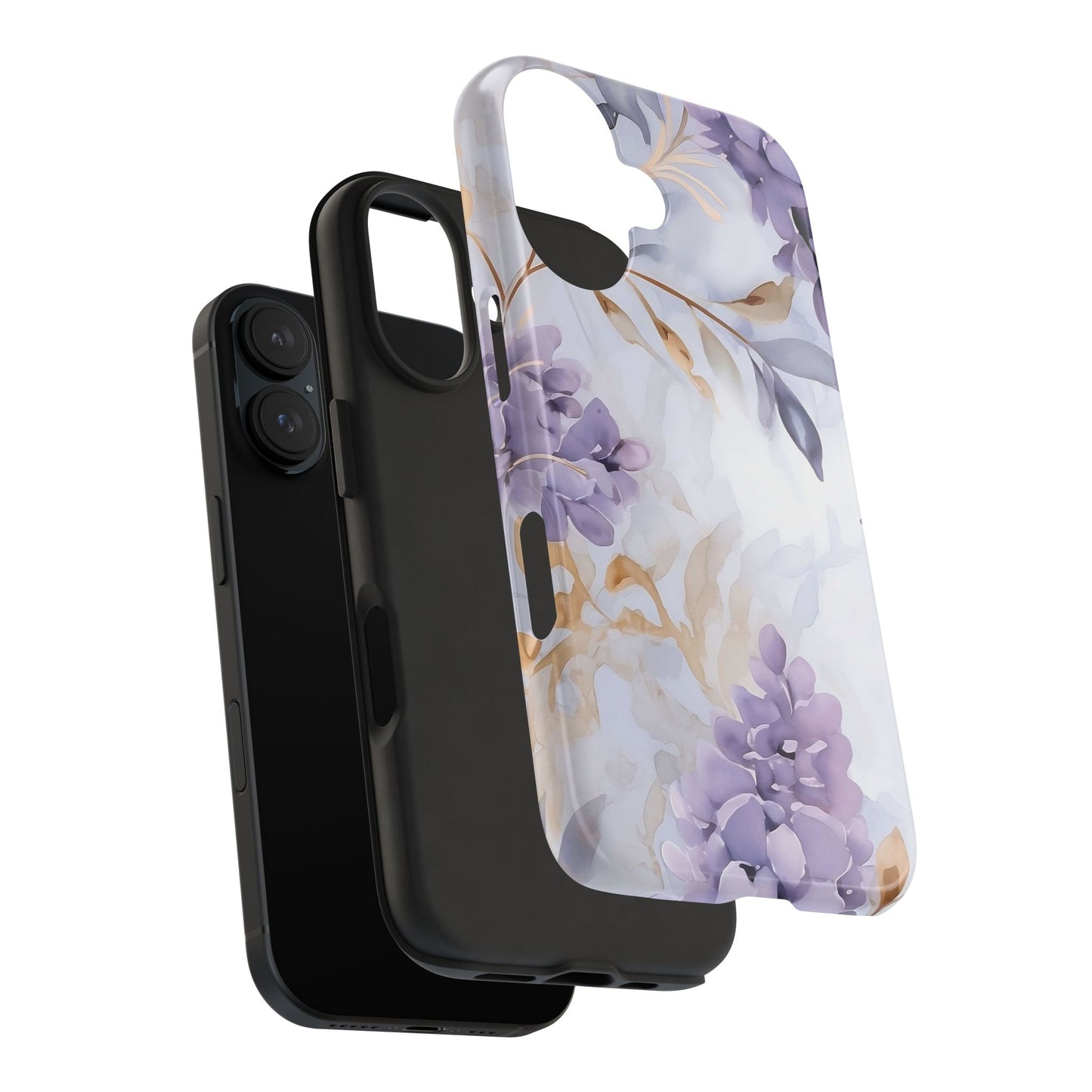 Purple Floral iPhone 16 Case – Elegant Watercolor Botanical Design for iPhone 16, 16 Pro, 16 Pro Max & 16 Plus