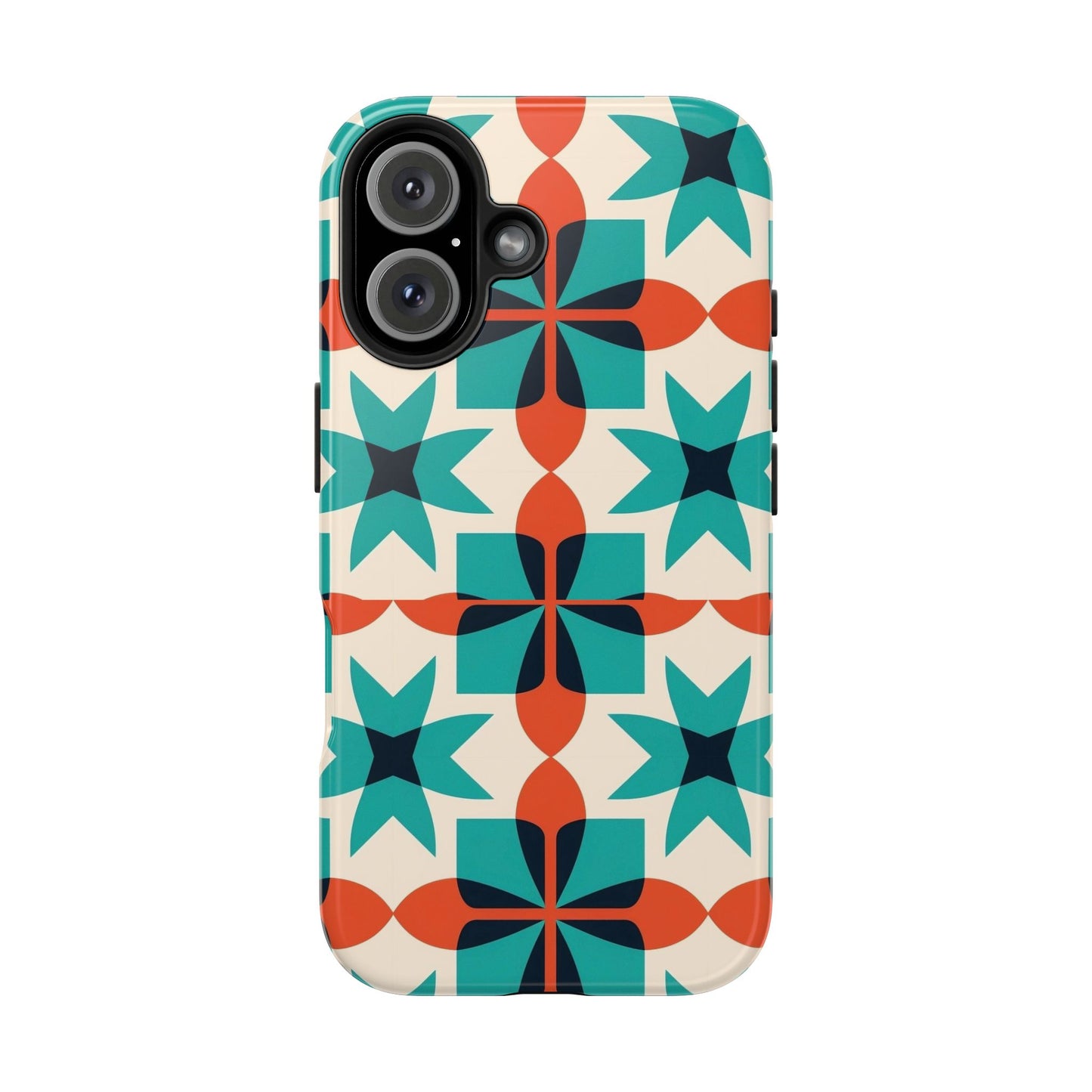 Retro Tile iPhone 16 Case – Bold Mid-Century Geometric Design for iPhone 16, 16 Pro, 16 Pro Max & 16 Plus