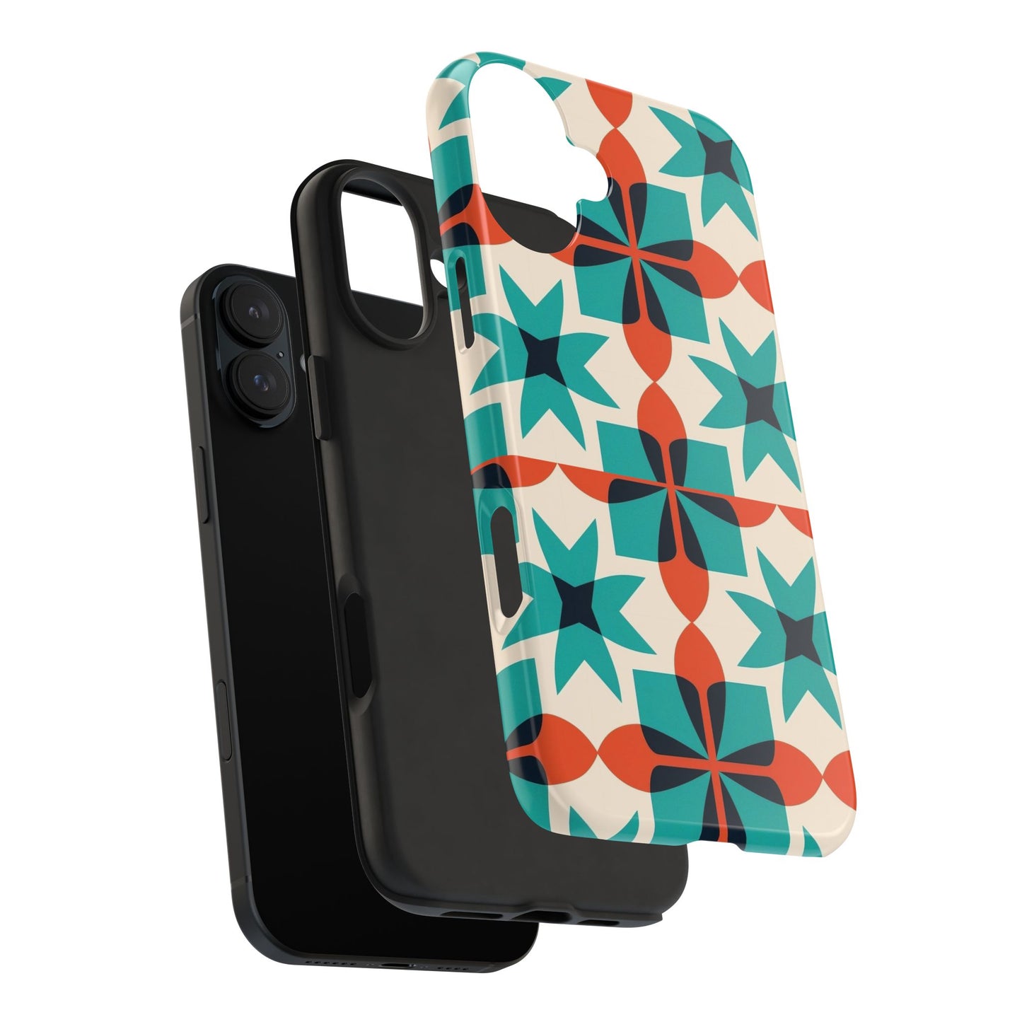 Retro Tile iPhone 16 Case – Bold Mid-Century Geometric Design for iPhone 16, 16 Pro, 16 Pro Max & 16 Plus