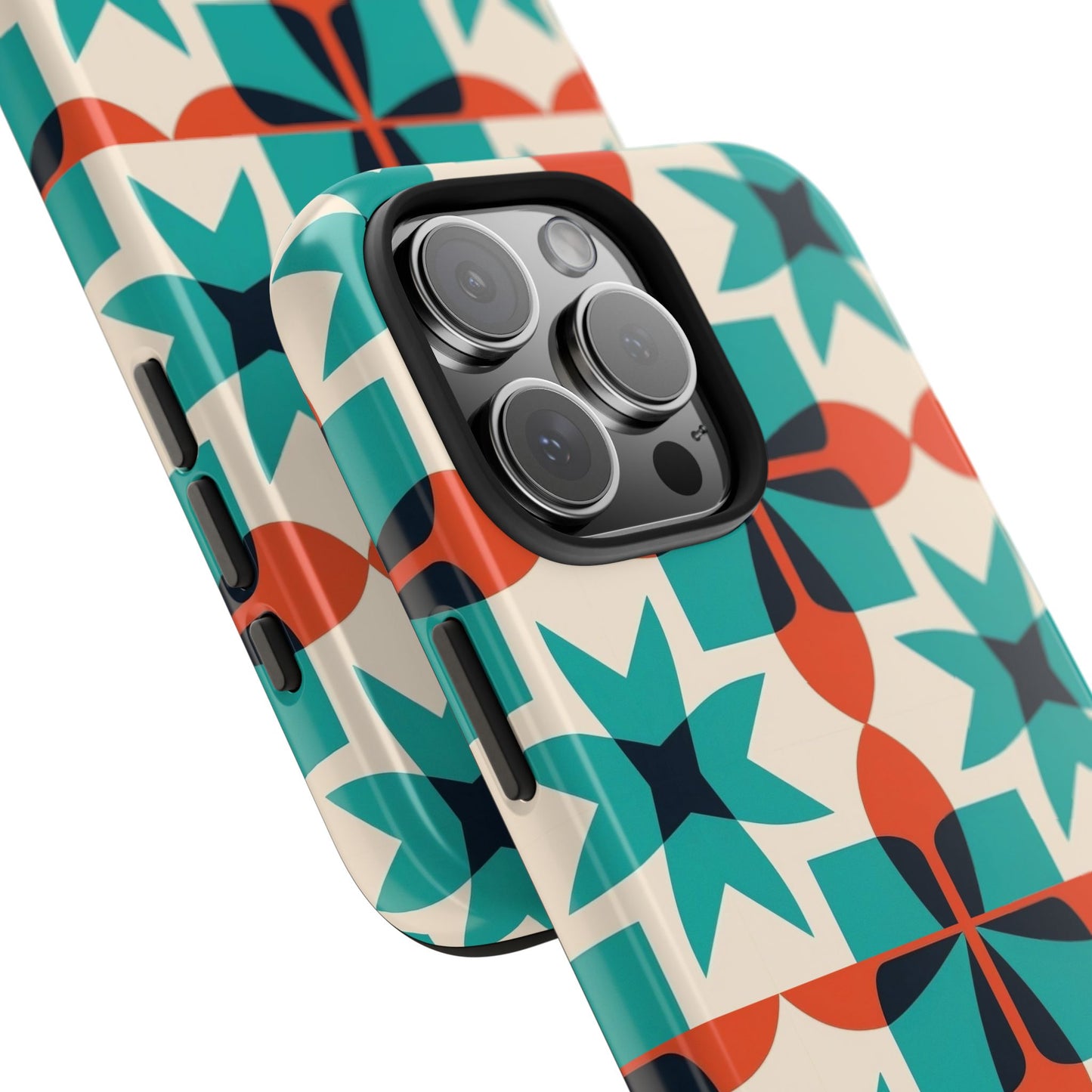 Retro Tile iPhone 16 Case – Bold Mid-Century Geometric Design for iPhone 16, 16 Pro, 16 Pro Max & 16 Plus