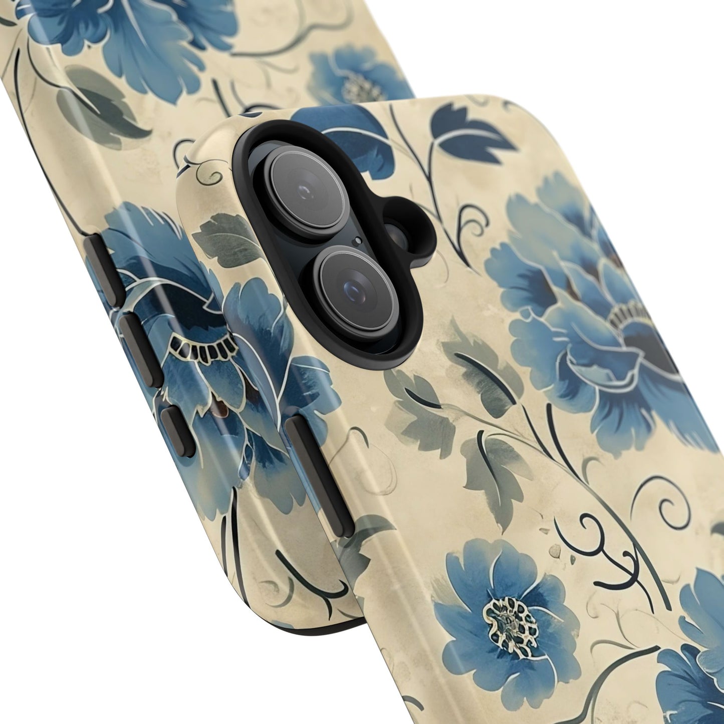 Blue Floral iPhone 16 Case – Vintage Botanical Design for iPhone 16, 16 Pro, 16 Pro Max & 16 Plus