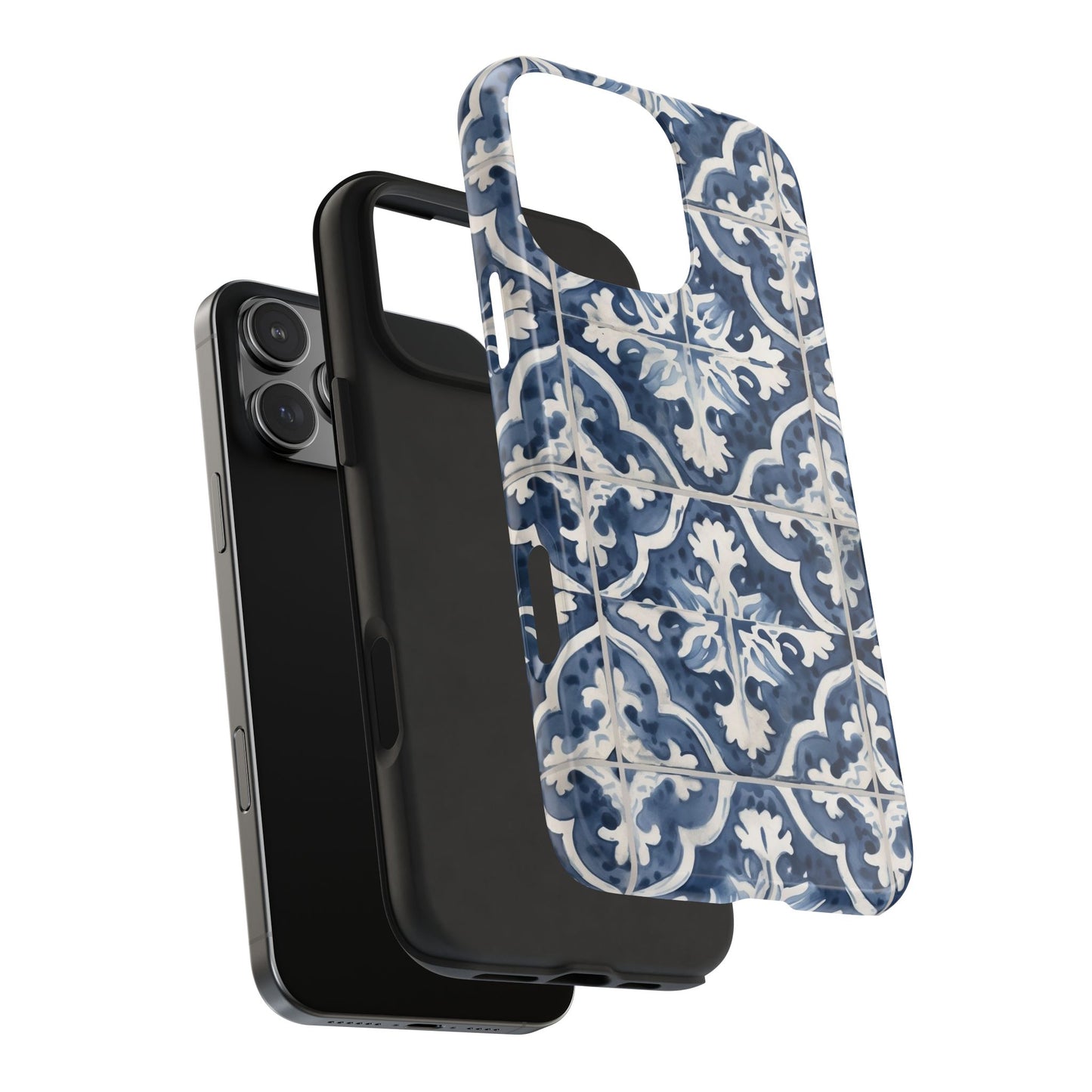 Blue Tile iPhone 16 Case – Elegant Moroccan Mediterranean Design for iPhone 16, 16 Pro, 16 Pro Max & 16 Plus