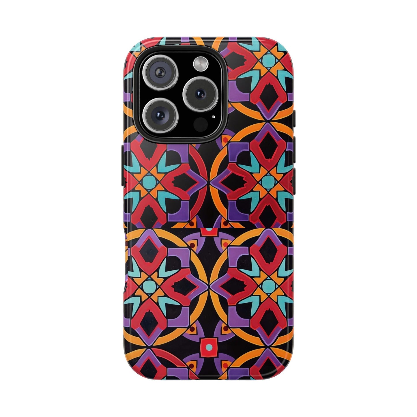 Colorful Tile iPhone 16 Case – Vibrant Boho Geometric Pattern for iPhone 16, 16 Pro, 16 Pro Max & 16 Plus