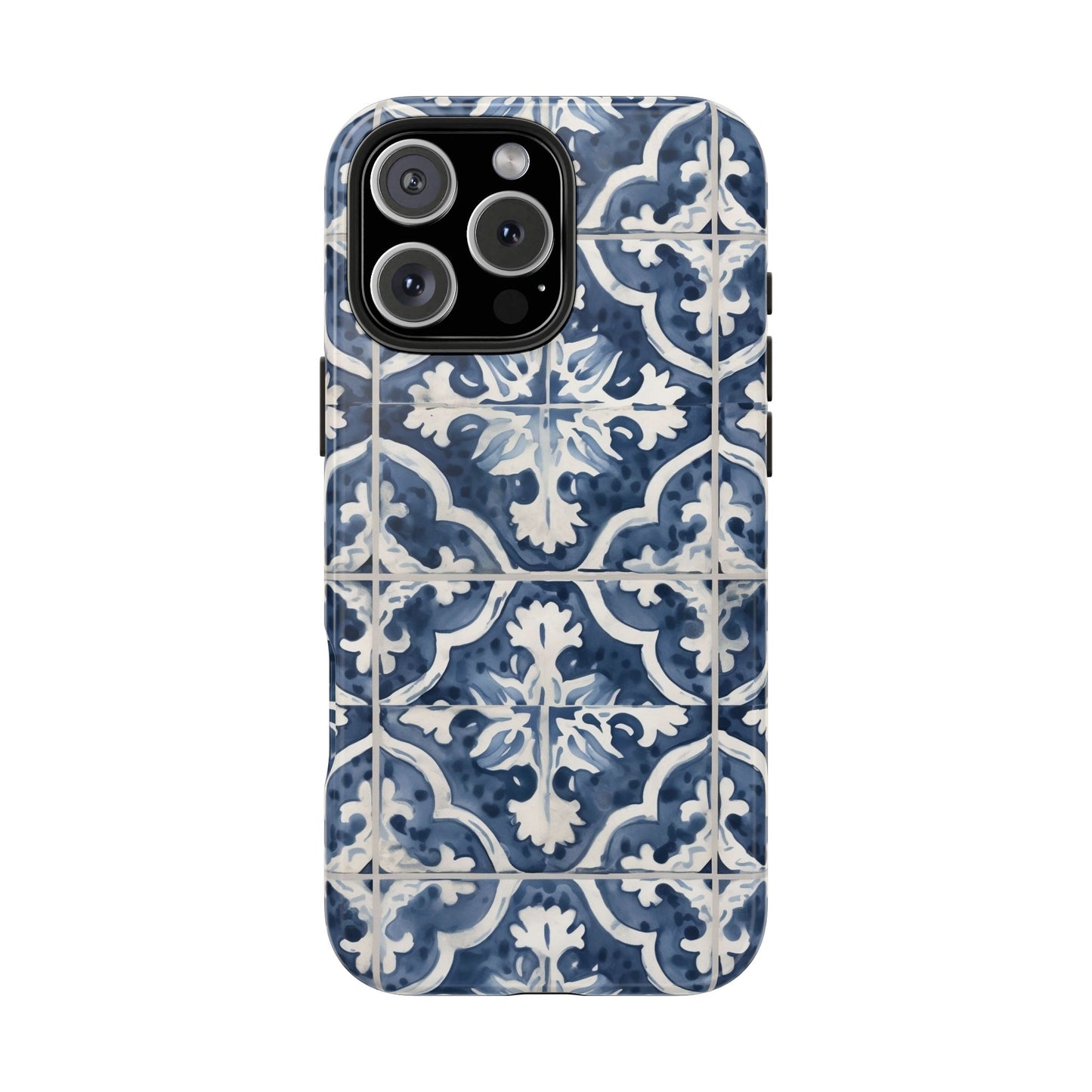 Blue Tile iPhone 16 Case – Elegant Moroccan Mediterranean Design for iPhone 16, 16 Pro, 16 Pro Max & 16 Plus