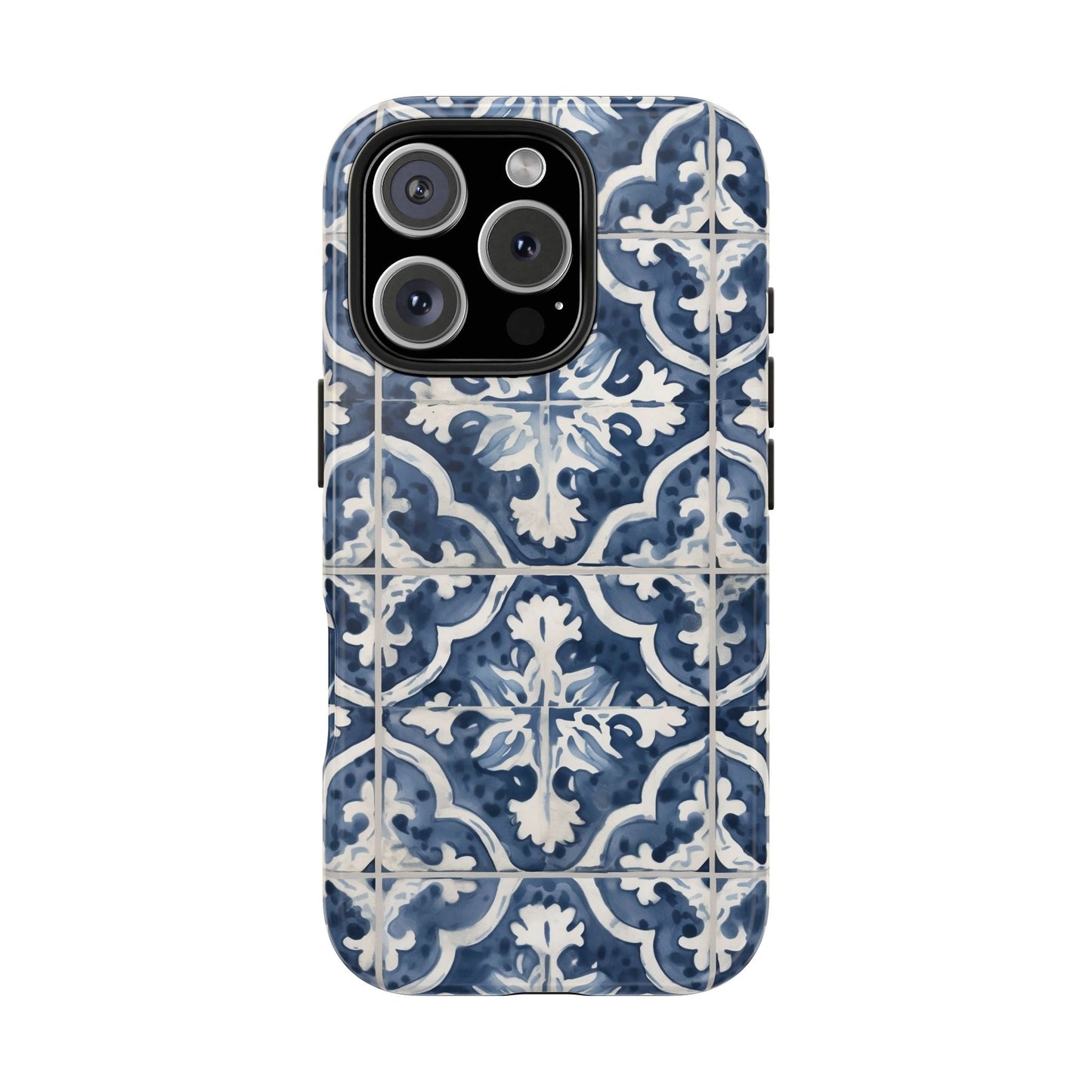 Blue Tile iPhone 16 Case – Elegant Moroccan Mediterranean Design for iPhone 16, 16 Pro, 16 Pro Max & 16 Plus