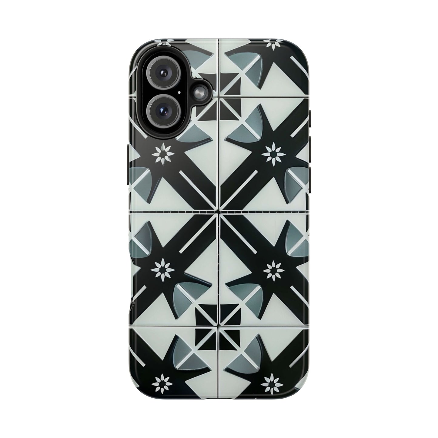 Black and White Tile iPhone 16 Case – Modern Minimalist Geometric Design for iPhone 16, 16 Pro, 16 Pro Max & 16 Plus