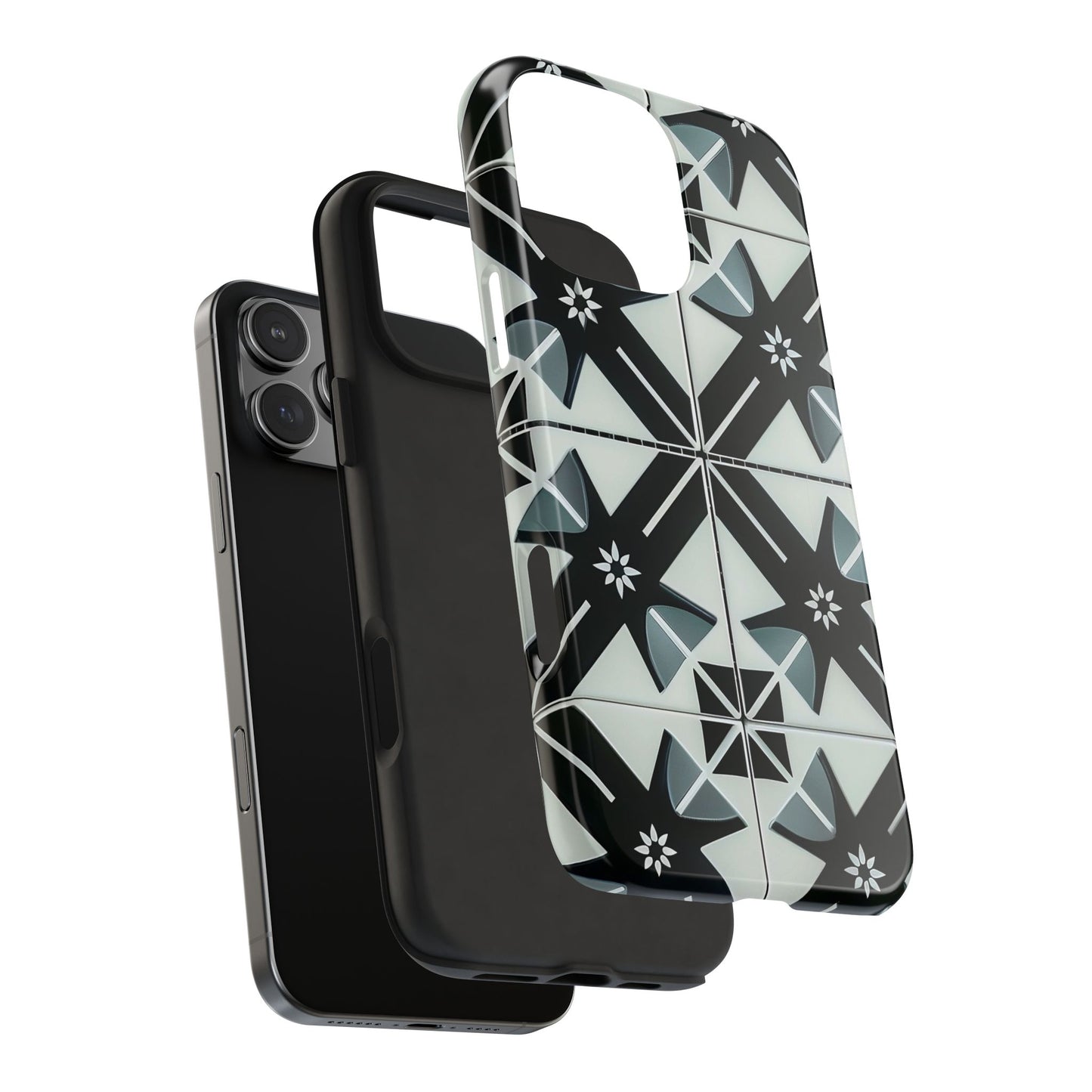 Black and White Tile iPhone 16 Case – Modern Minimalist Geometric Design for iPhone 16, 16 Pro, 16 Pro Max & 16 Plus