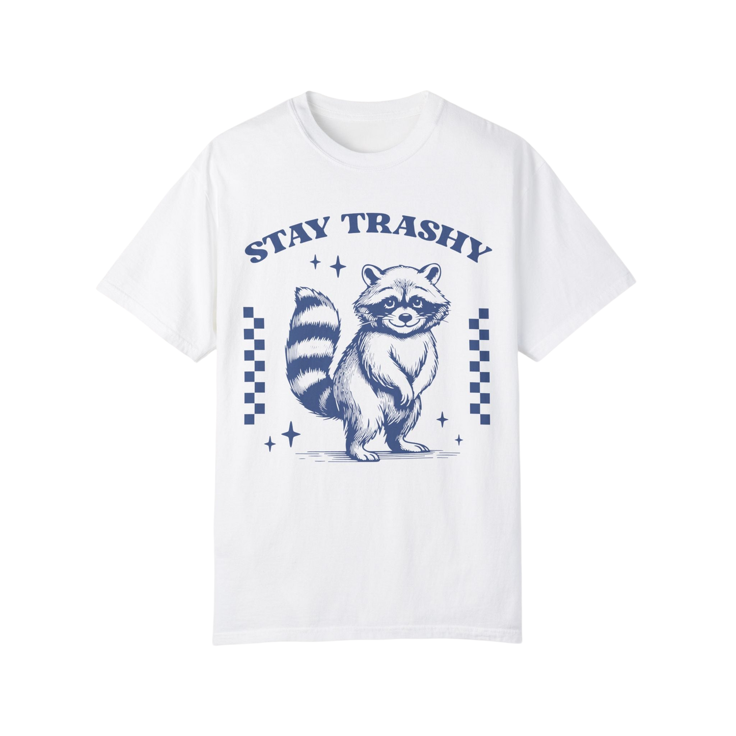 a white t - shirt with a raccoon on it