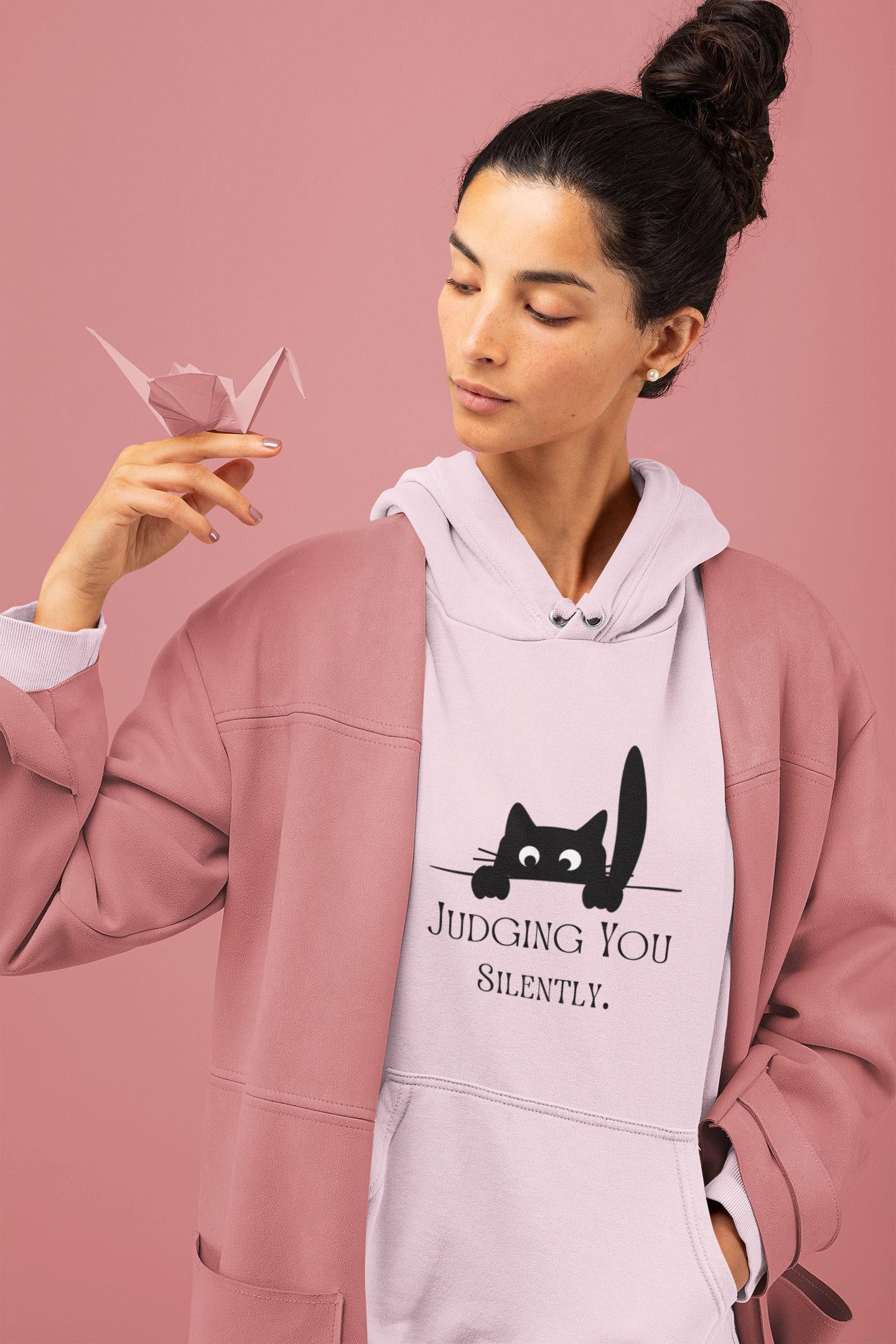 Black Cat Hoodie - Funny Cat Mom Gift - Cute Cat Design