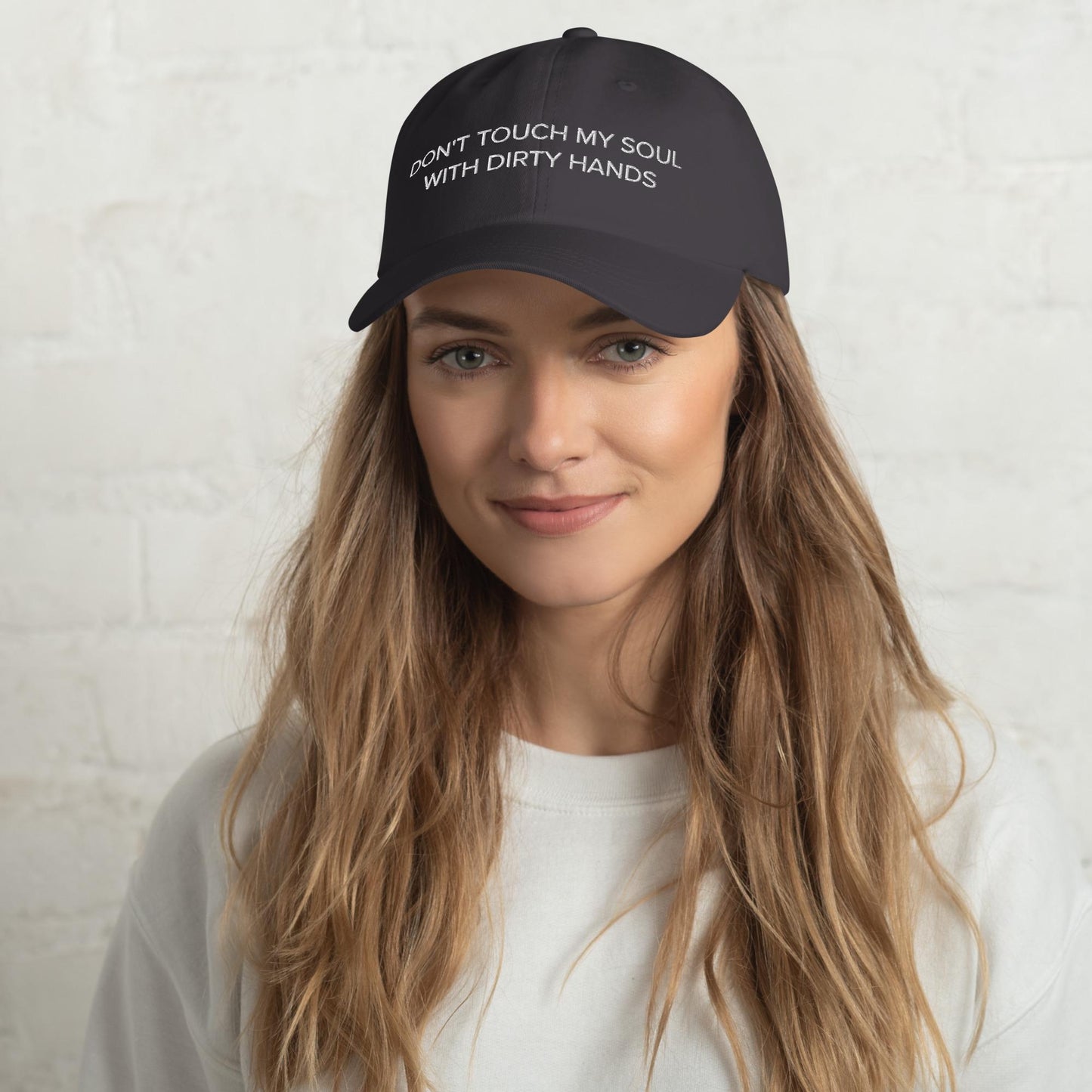 Embroidered Statement Dad Hat - Casual Minimalist Adjustable Cap