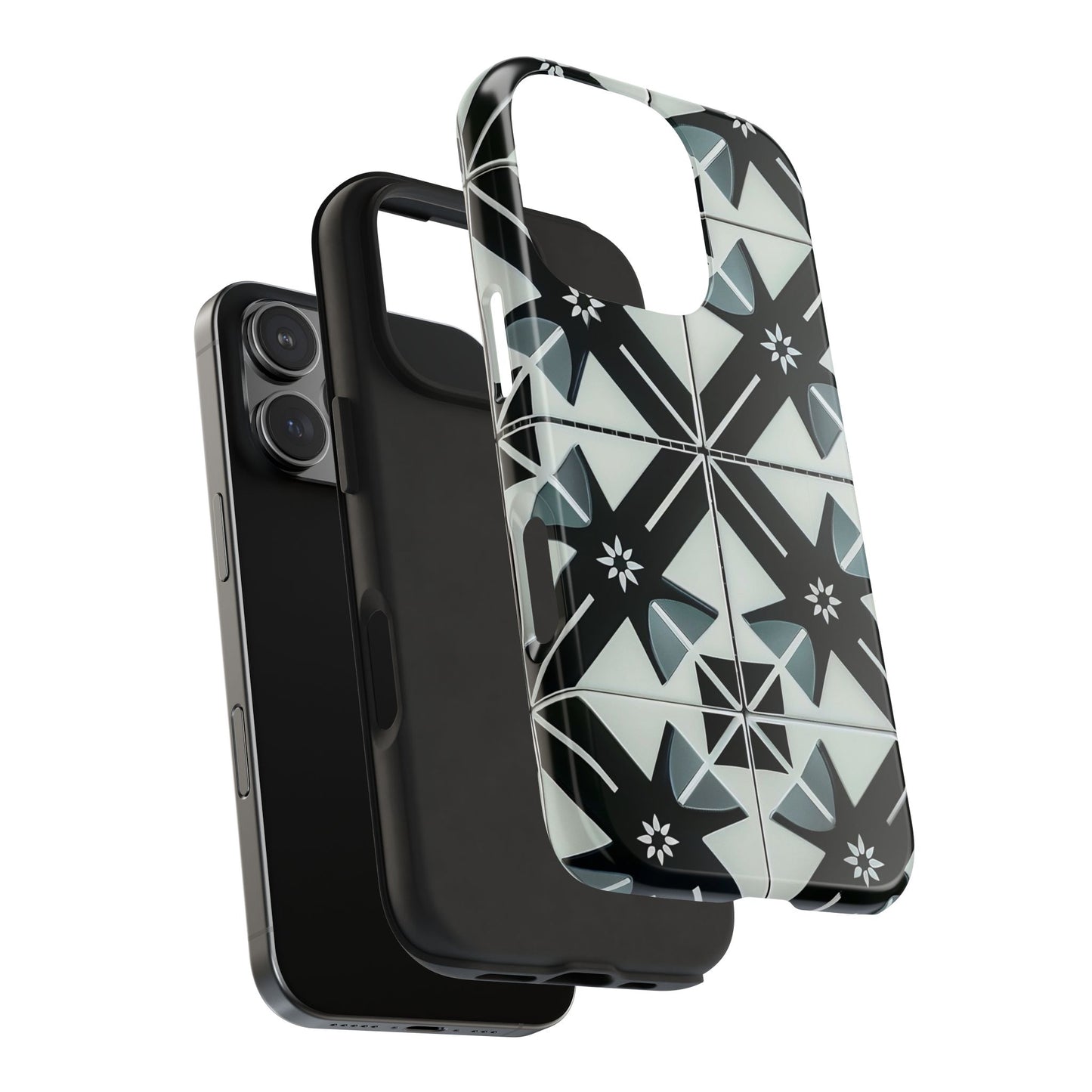 Black and White Tile iPhone 16 Case – Modern Minimalist Geometric Design for iPhone 16, 16 Pro, 16 Pro Max & 16 Plus