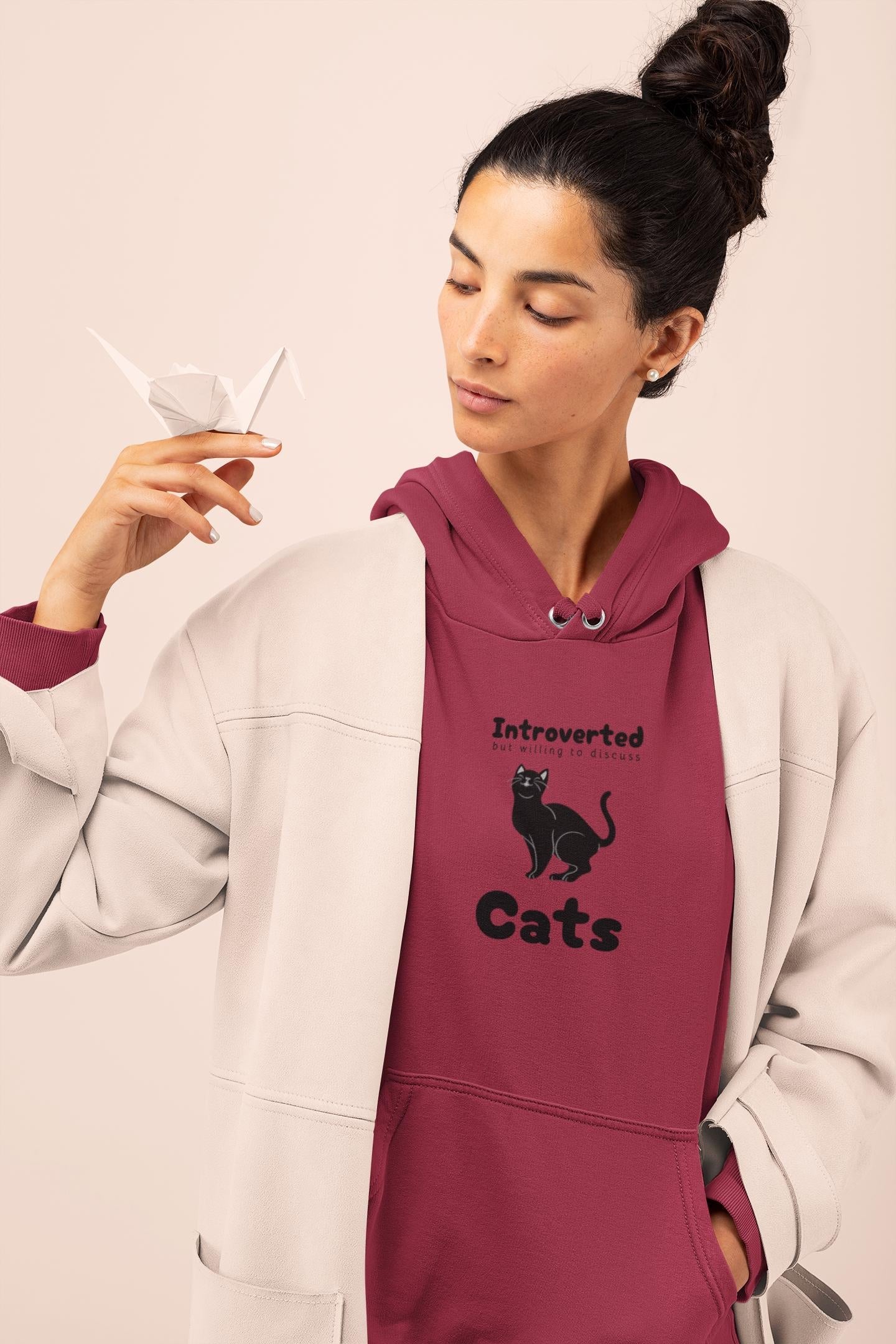 Funny Cat Hoodie - Introverted Cat Lover Sweatshirt