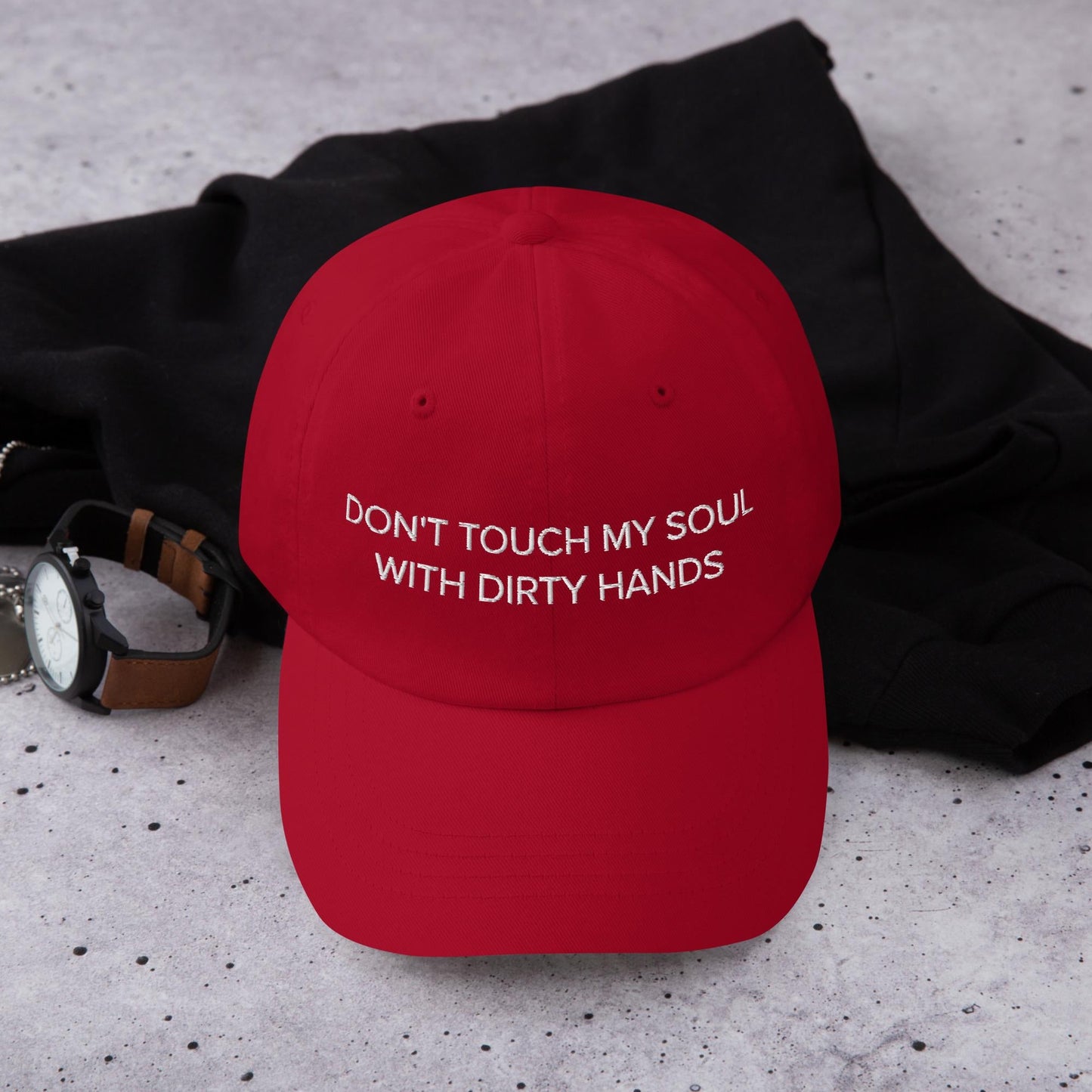 Embroidered Statement Dad Hat - Casual Minimalist Adjustable Cap
