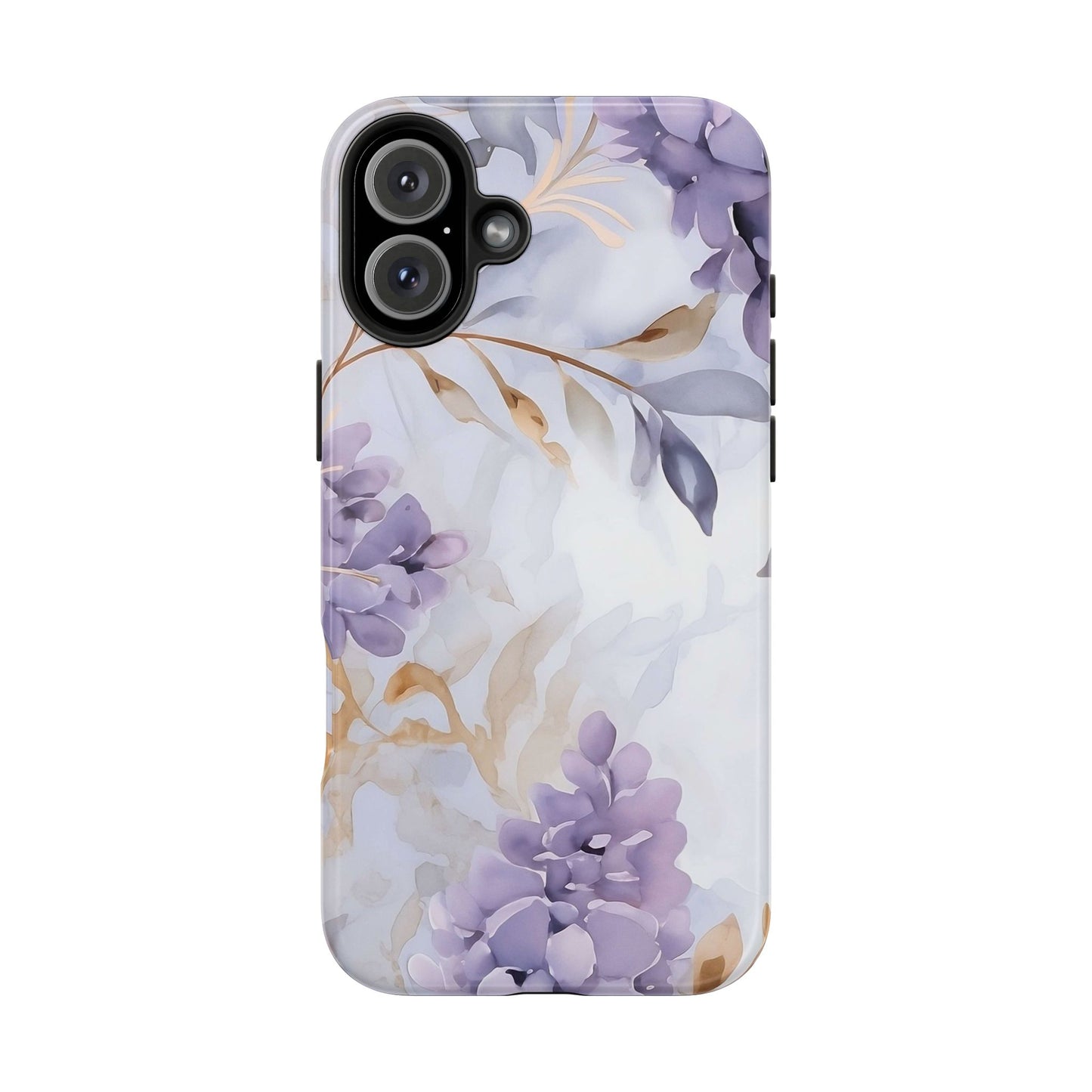 Purple Floral iPhone 16 Case – Elegant Watercolor Botanical Design for iPhone 16, 16 Pro, 16 Pro Max & 16 Plus