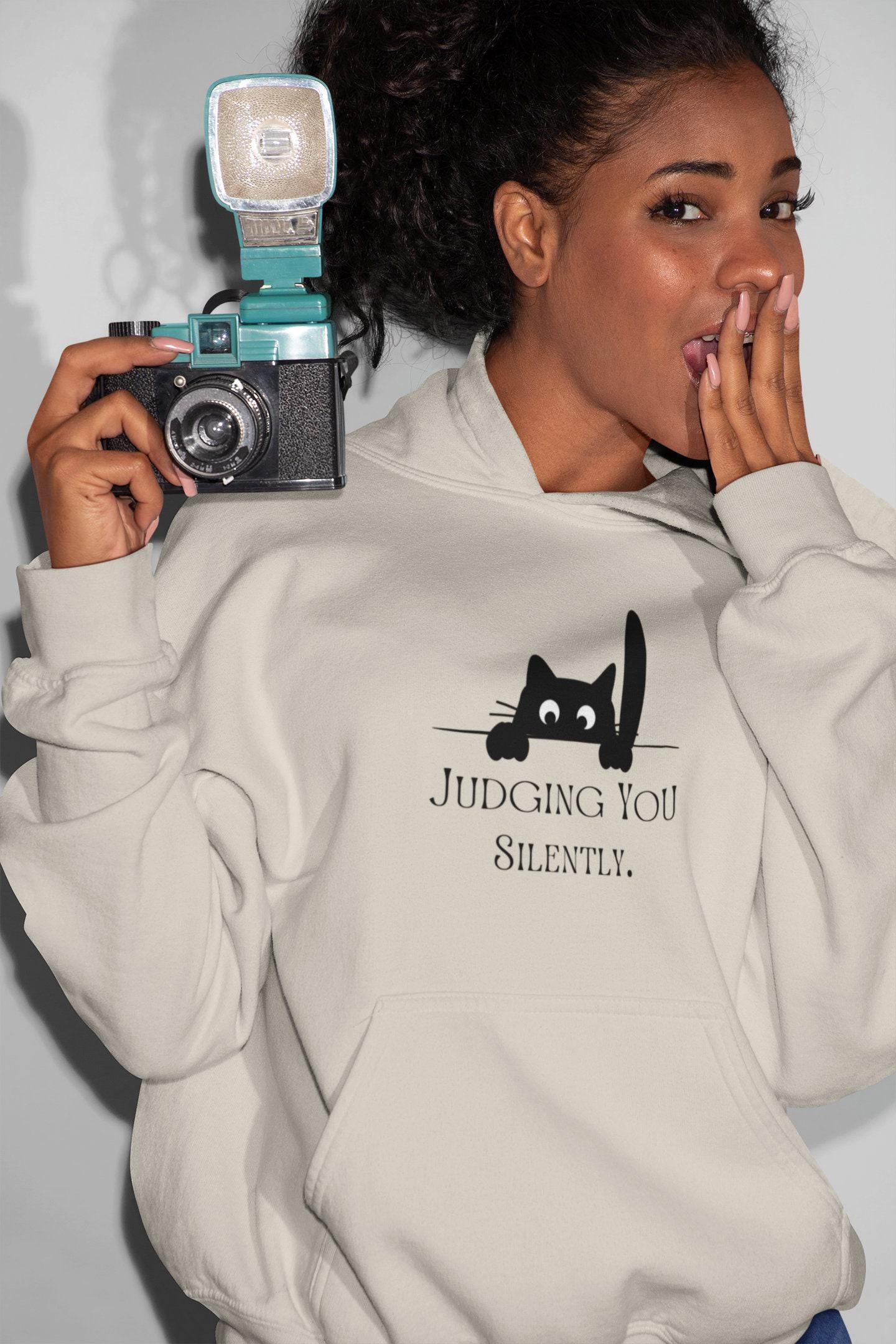 Black Cat Hoodie - Funny Cat Mom Gift - Cute Cat Design