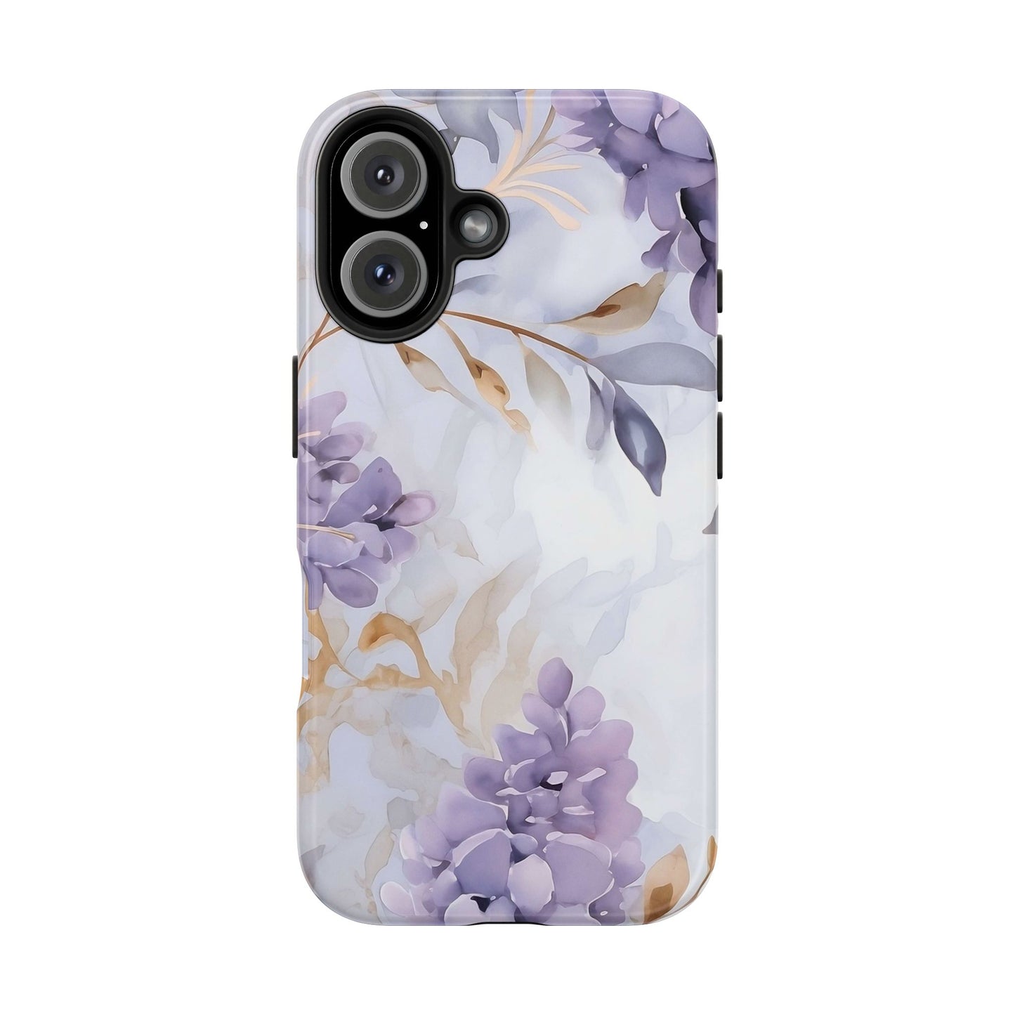 Purple Floral iPhone 16 Case – Elegant Watercolor Botanical Design for iPhone 16, 16 Pro, 16 Pro Max & 16 Plus