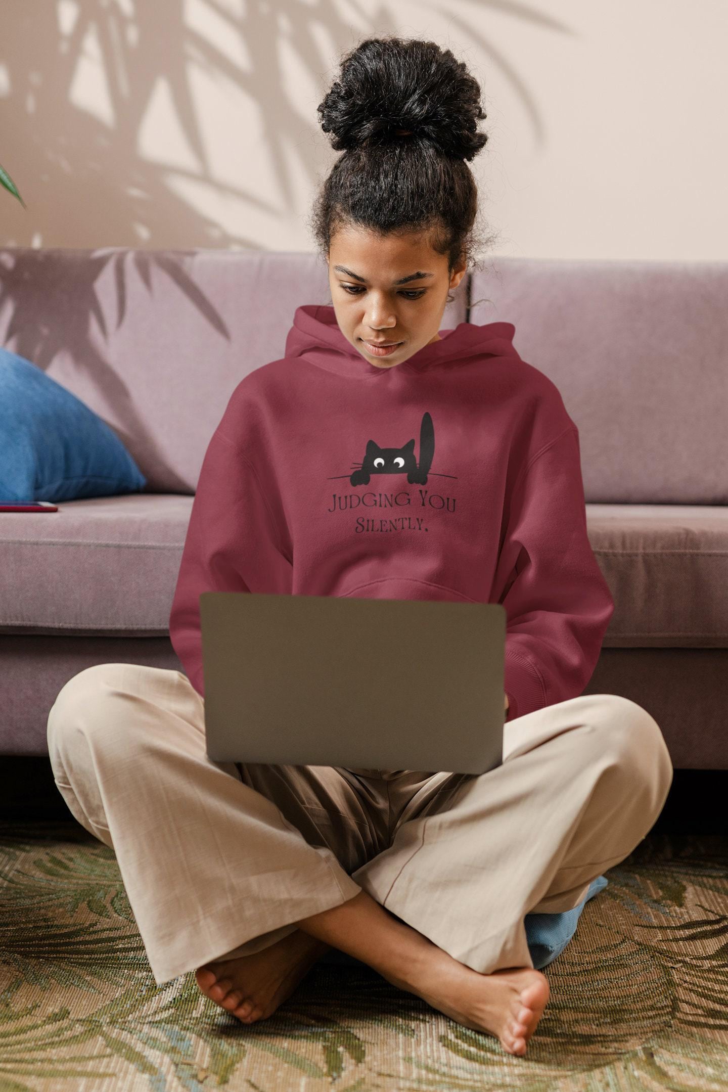 Black Cat Hoodie - Funny Cat Mom Gift - Cute Cat Design