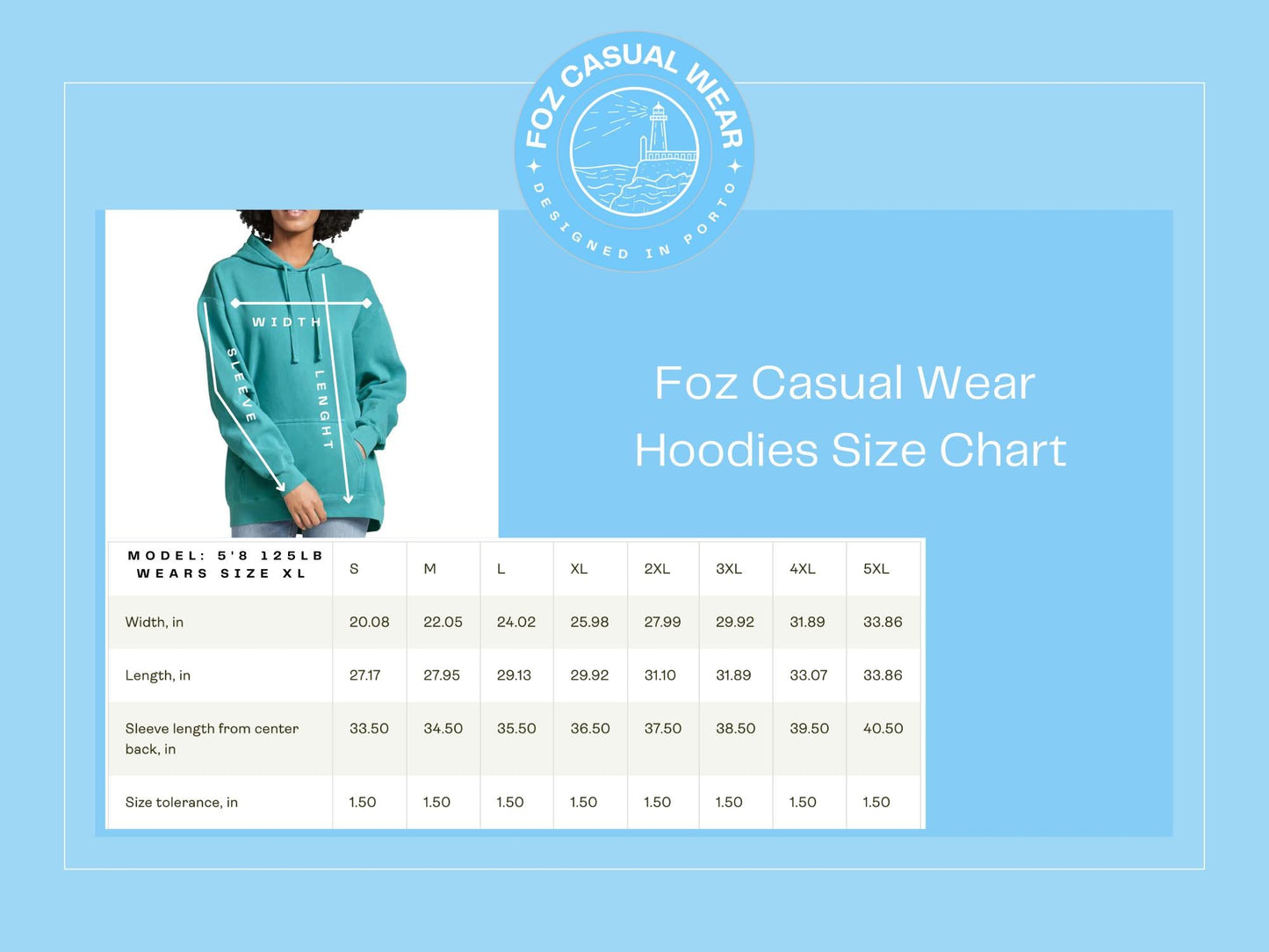 a women's hoodie size chart for casual wear