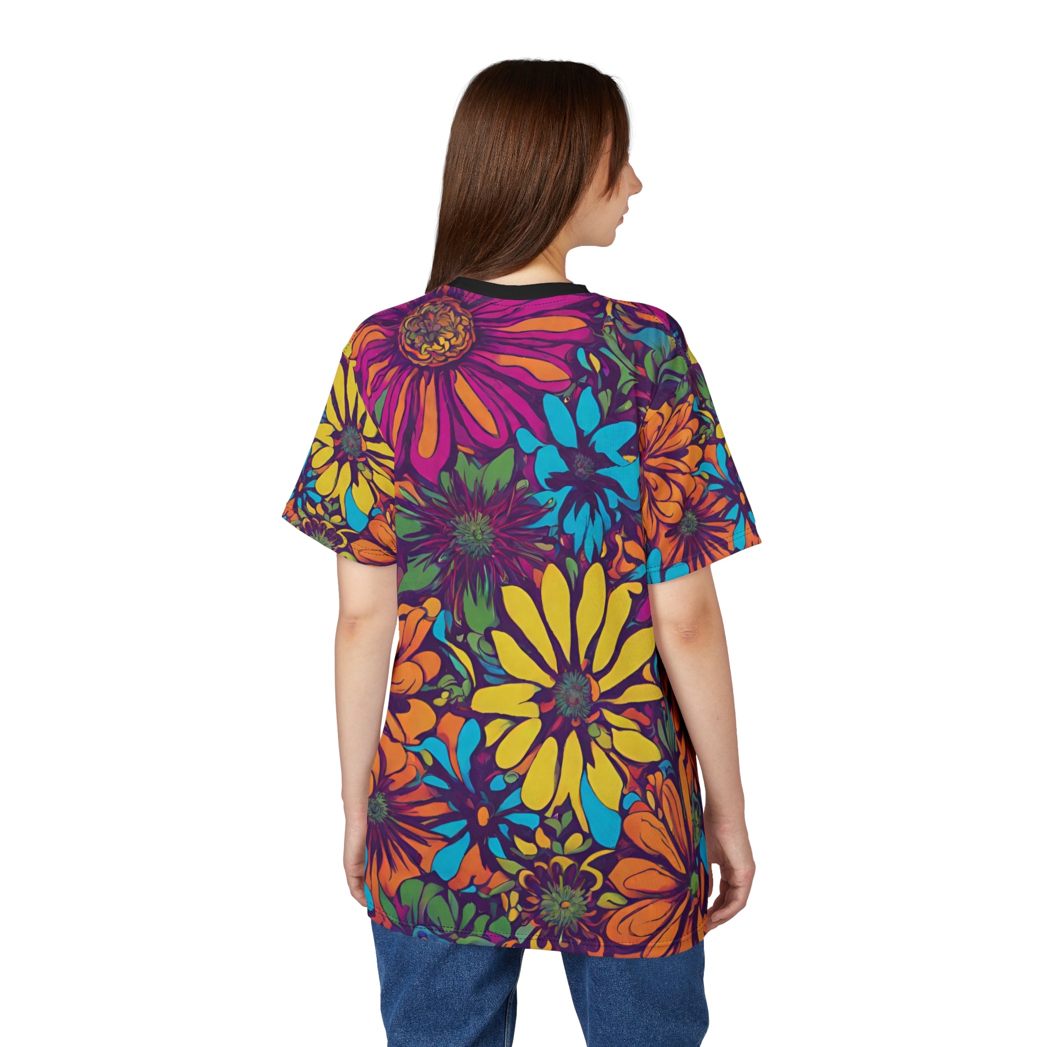 Psychedelic Flowers Tee - Unisex Cut & Sew T-Shirt