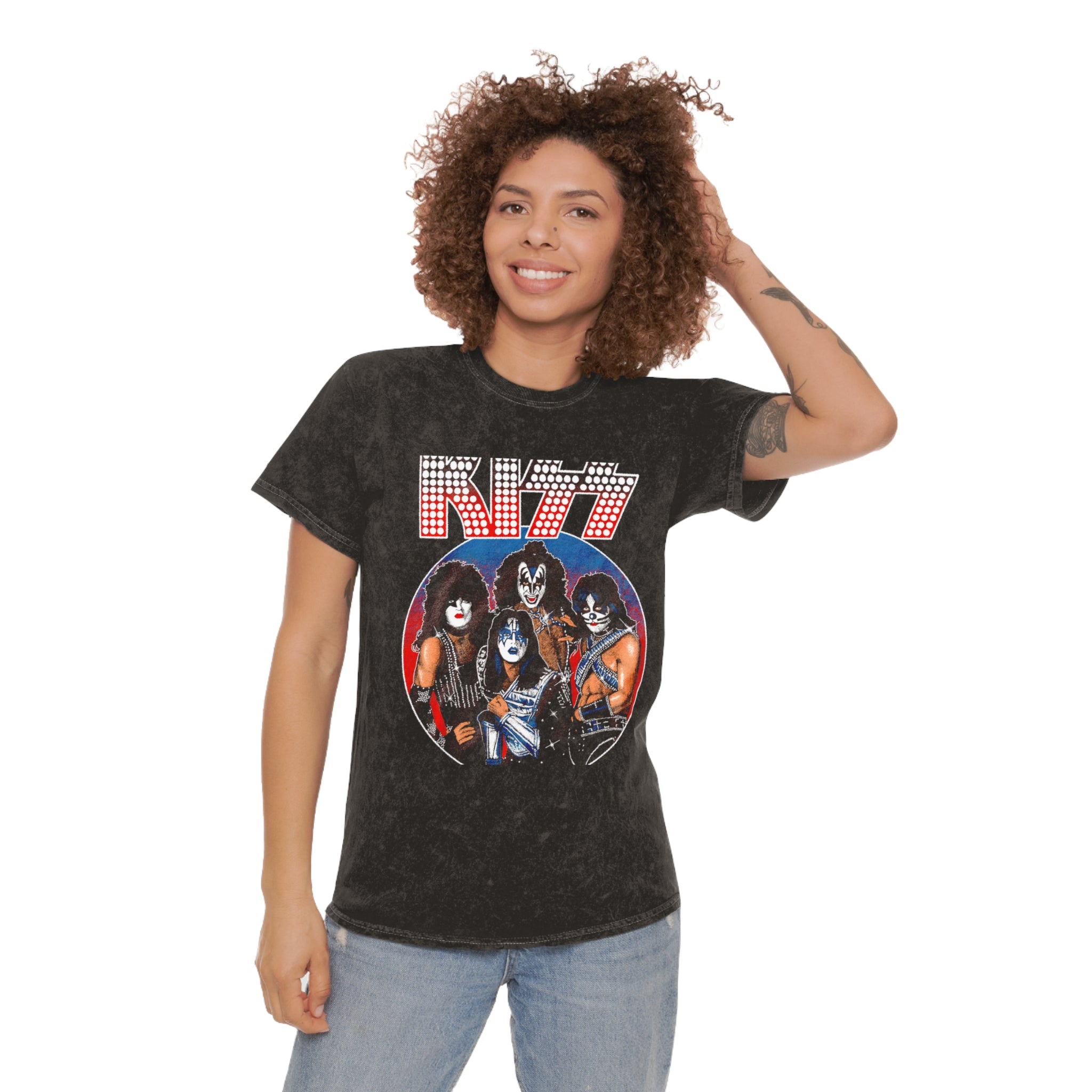 Rock Mineral Wash Tee - Kiss Graphic Shirt
