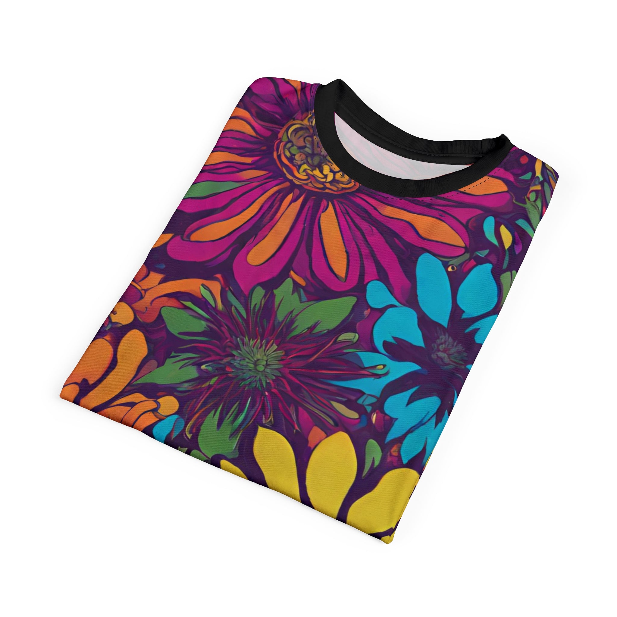 Psychedelic Flowers Tee - Unisex Cut & Sew T-Shirt