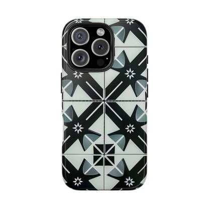 Black and White Tile iPhone 16 Case – Modern Minimalist Geometric Design for iPhone 16, 16 Pro, 16 Pro Max & 16 Plus