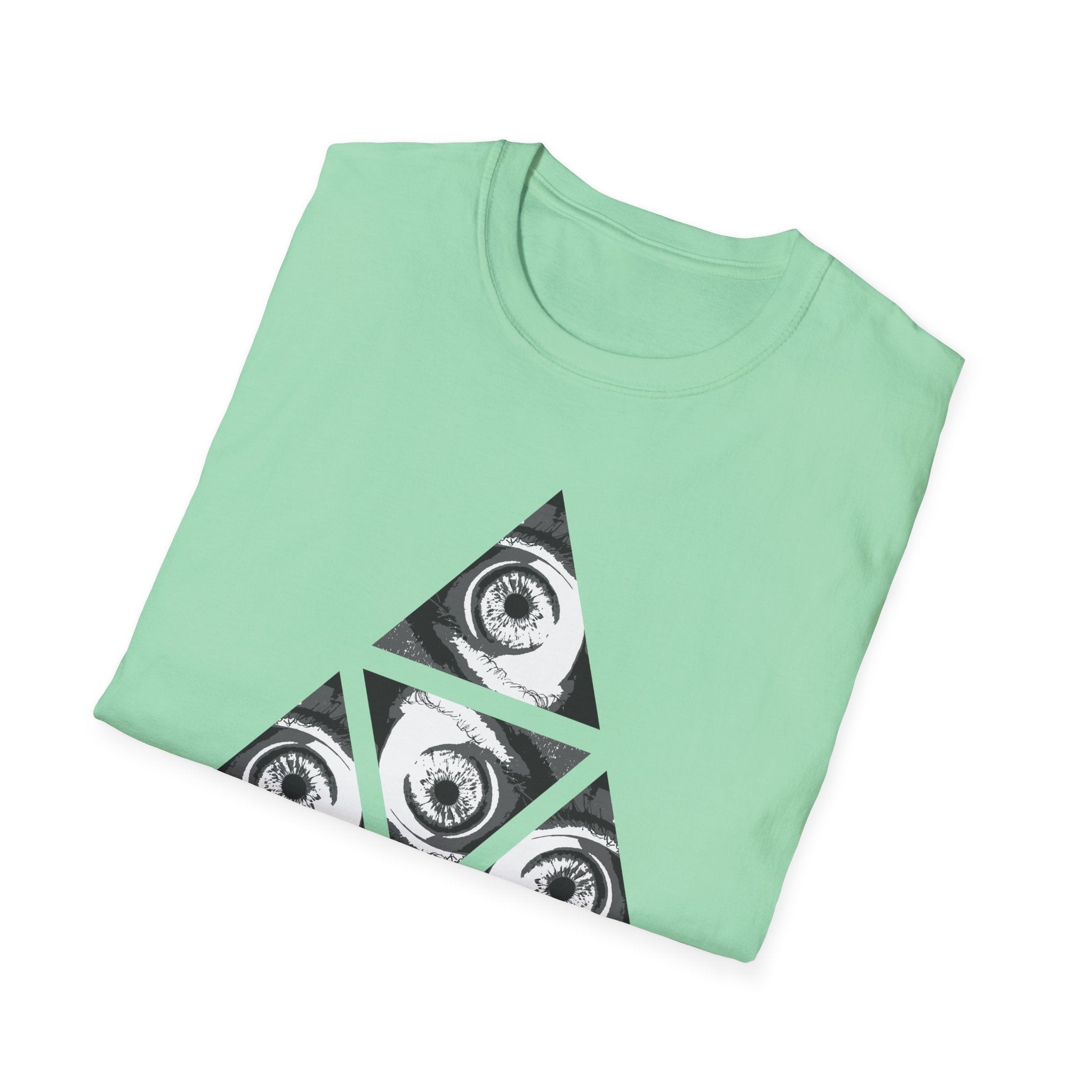 Surreal Womens Graphic Tee - Grayscale Eyes Triangle