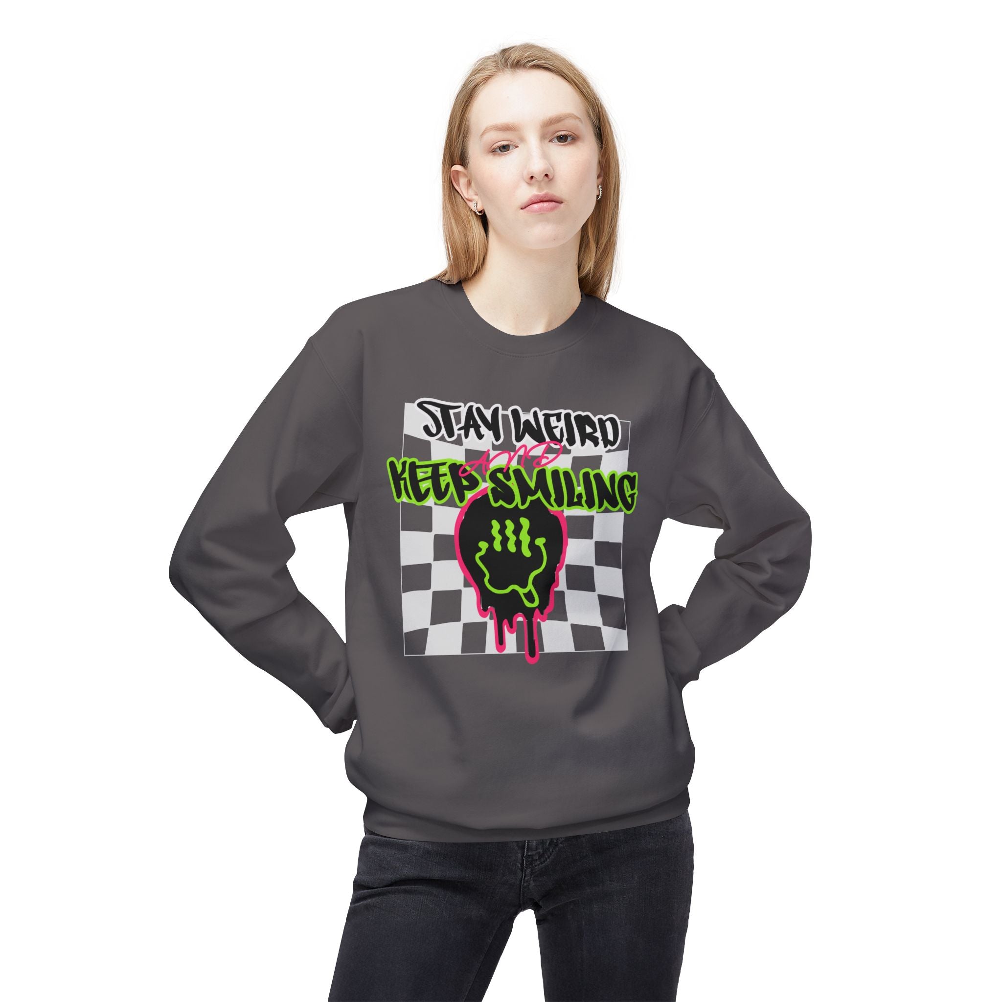 Grunge Crewneck Sweatshirt - Stay Weird Graphic