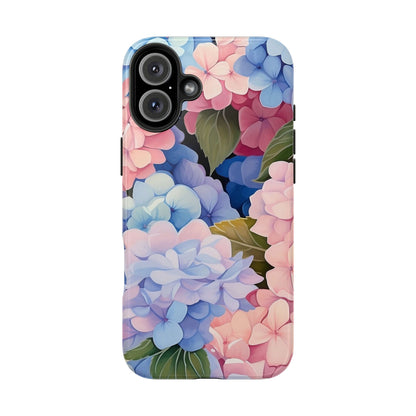 Hydrangea Floral iPhone 16 Case – Soft Pastel Botanical Design for iPhone 16, 16 Pro, 16 Pro Max & 16 Plus