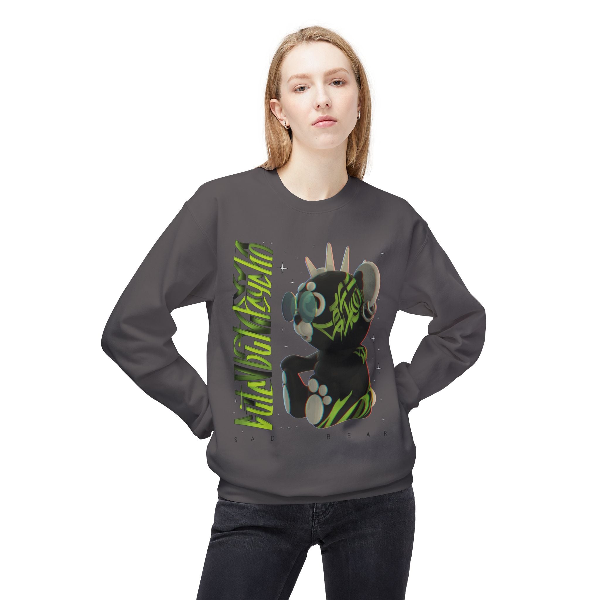 Sad Bear Sweatshirt - Punk 3D Graffiti