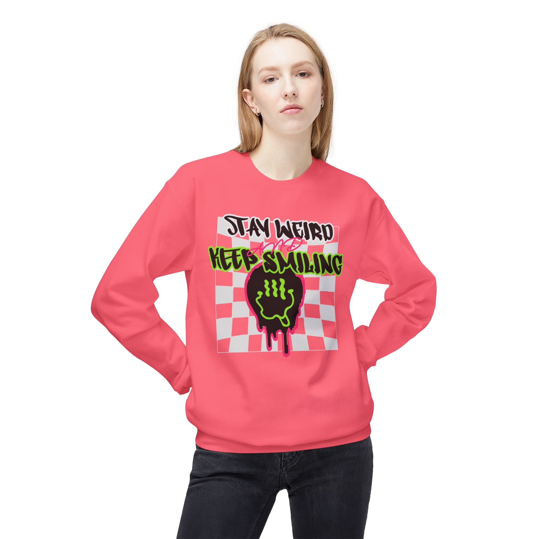Grunge Crewneck Sweatshirt - Stay Weird Graphic