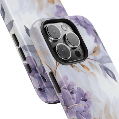 Purple Floral iPhone 16 Case – Elegant Watercolor Botanical Design for iPhone 16, 16 Pro, 16 Pro Max & 16 Plus
